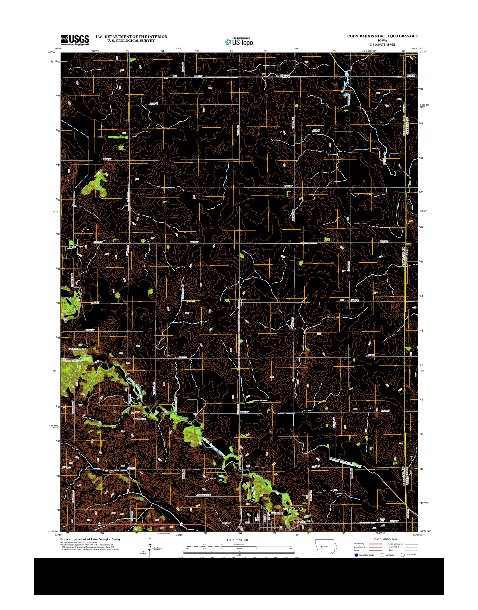 USGS US TOPO 7.5-MINUTE MAP FOR COON RAPIDS NORTH, IA 2013