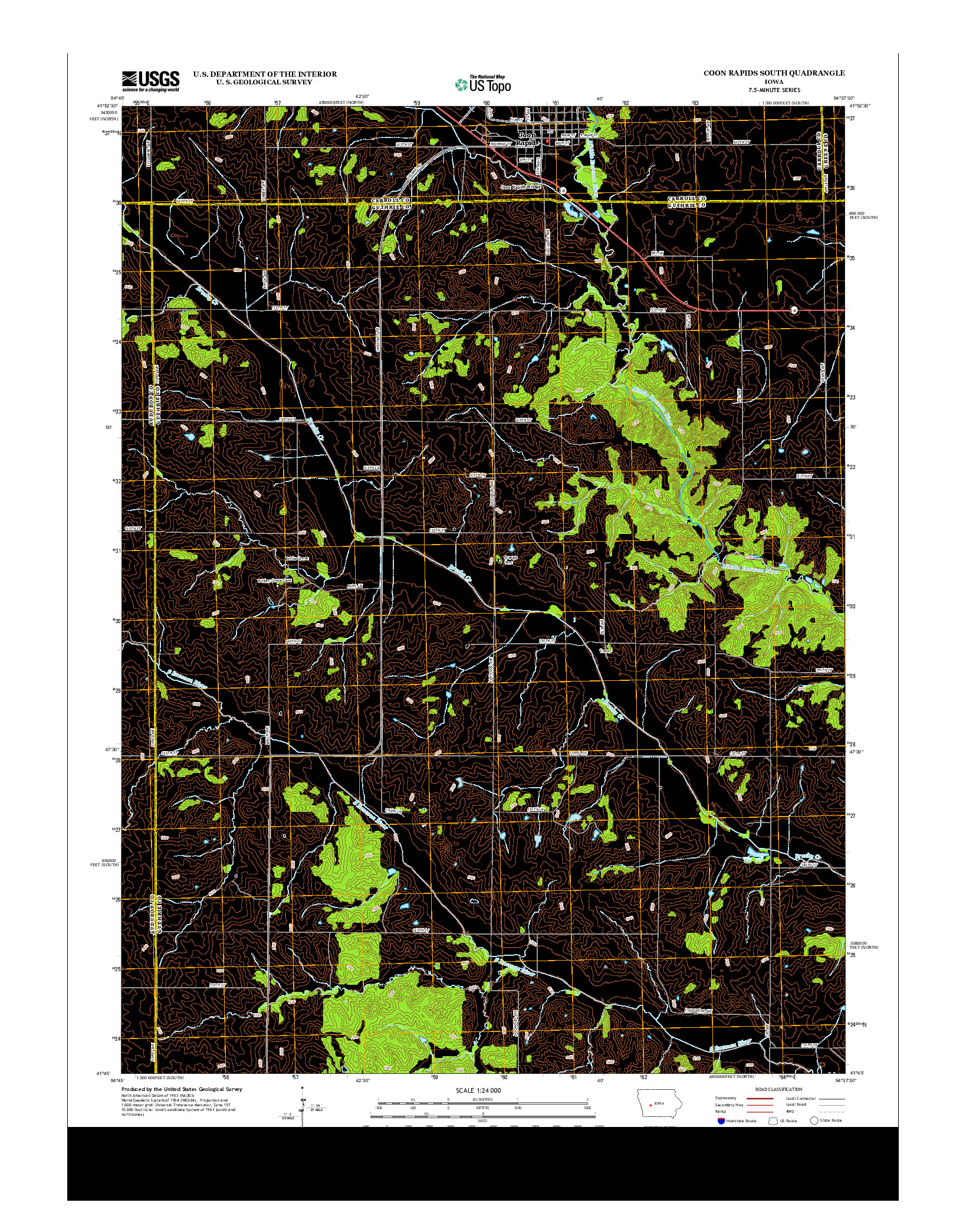 USGS US TOPO 7.5-MINUTE MAP FOR COON RAPIDS SOUTH, IA 2013