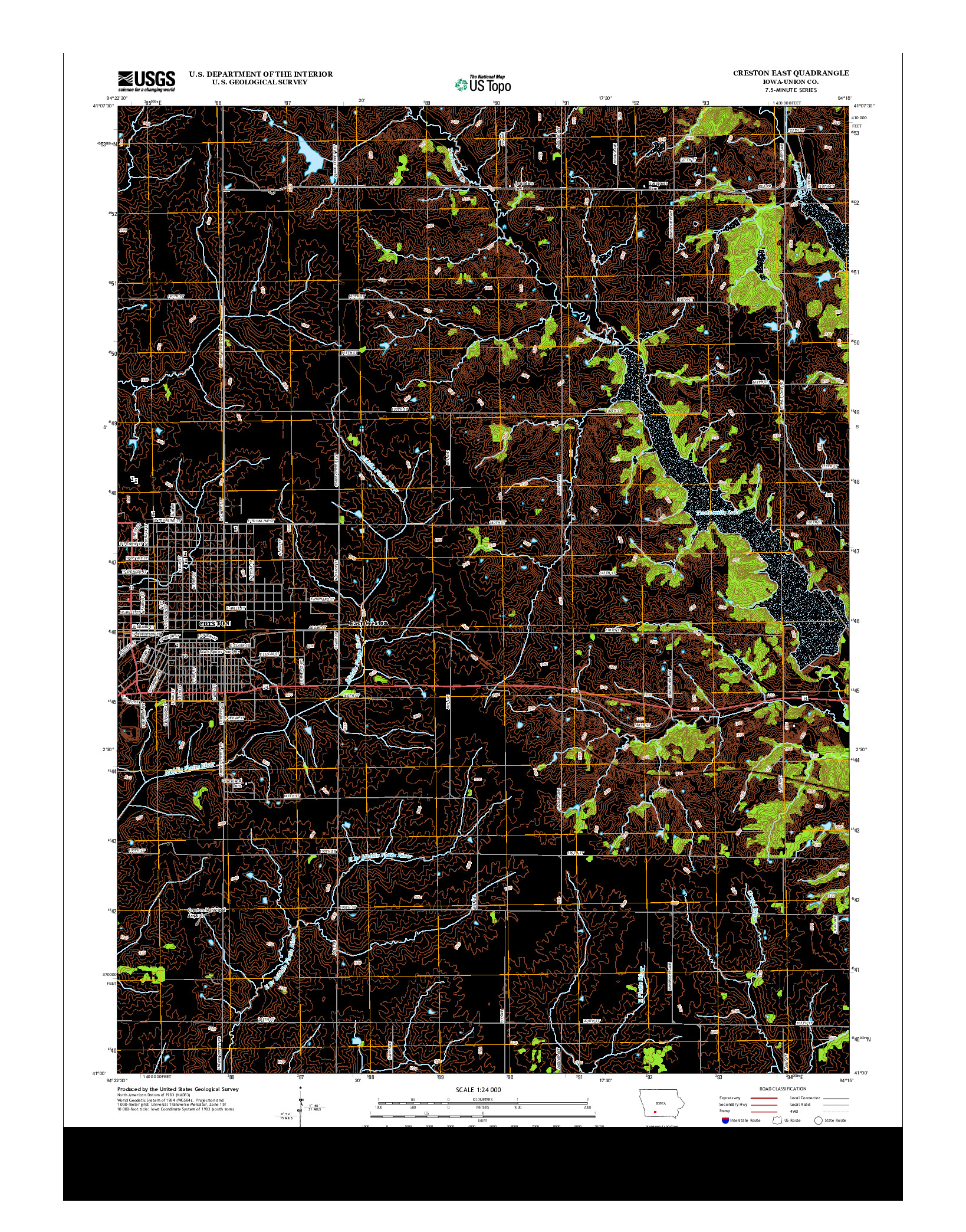 USGS US TOPO 7.5-MINUTE MAP FOR CRESTON EAST, IA 2013