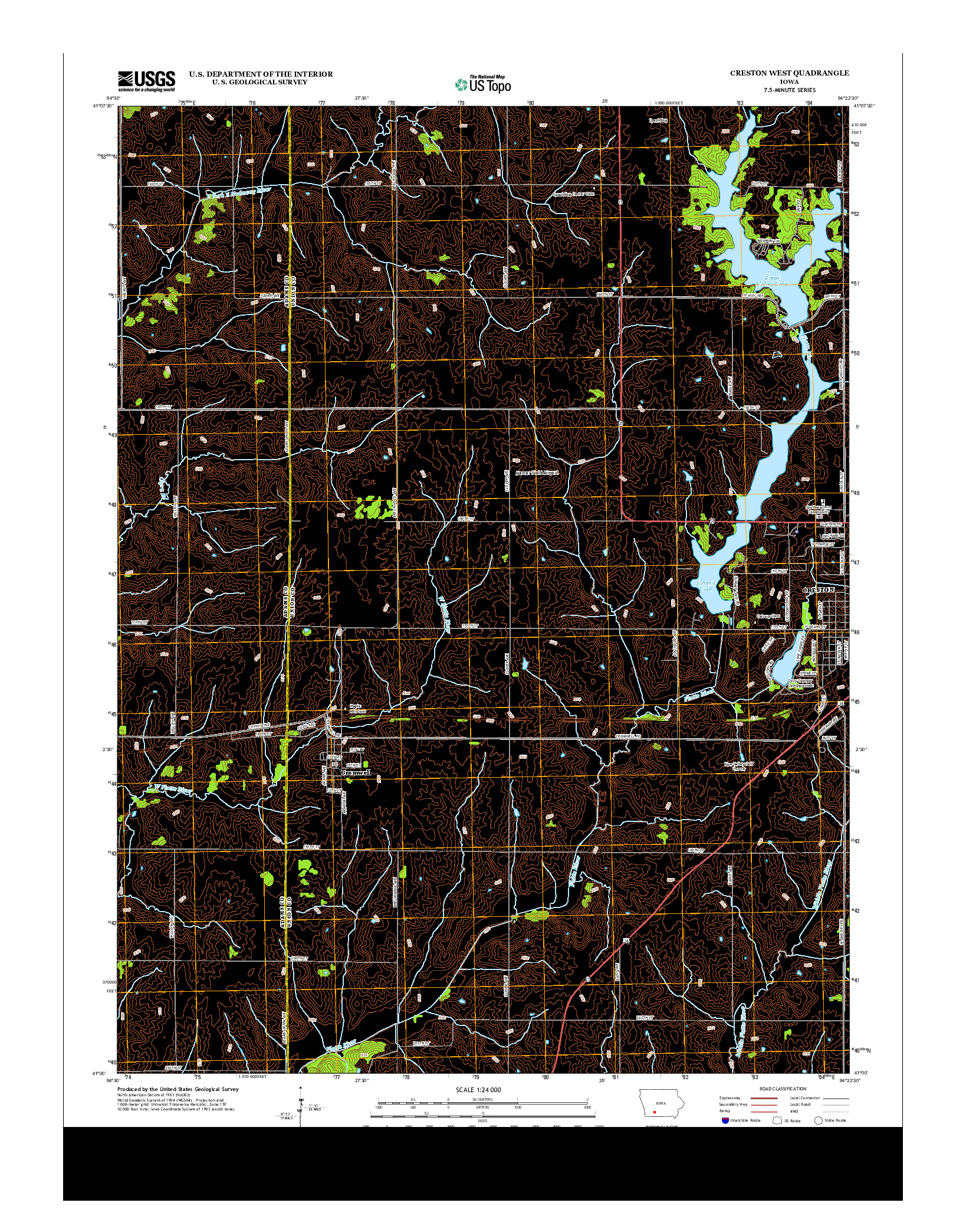 USGS US TOPO 7.5-MINUTE MAP FOR CRESTON WEST, IA 2013