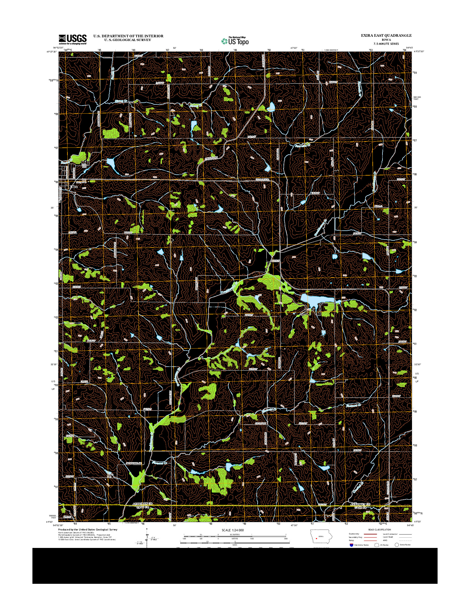 USGS US TOPO 7.5-MINUTE MAP FOR EXIRA EAST, IA 2013