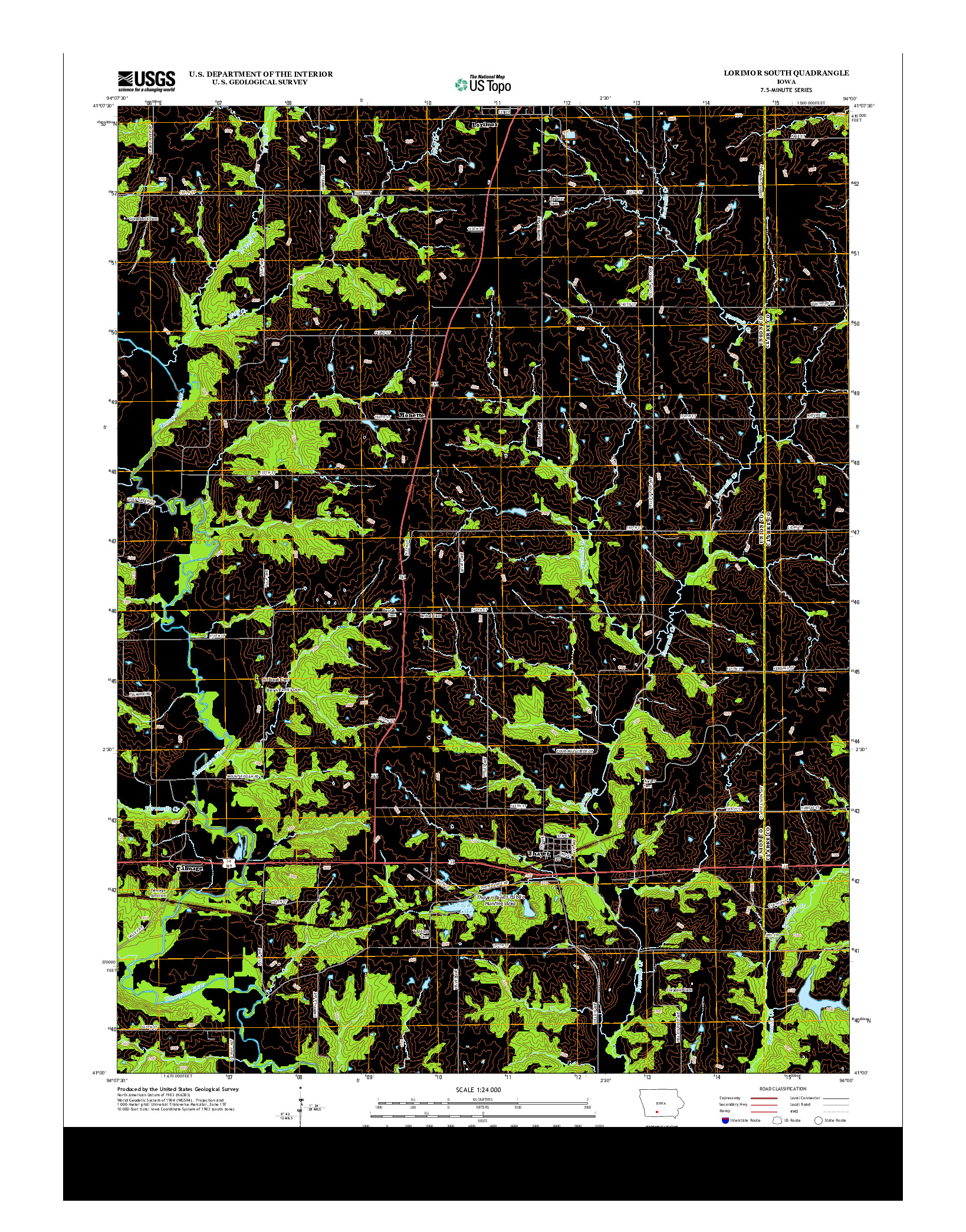 USGS US TOPO 7.5-MINUTE MAP FOR LORIMOR SOUTH, IA 2013