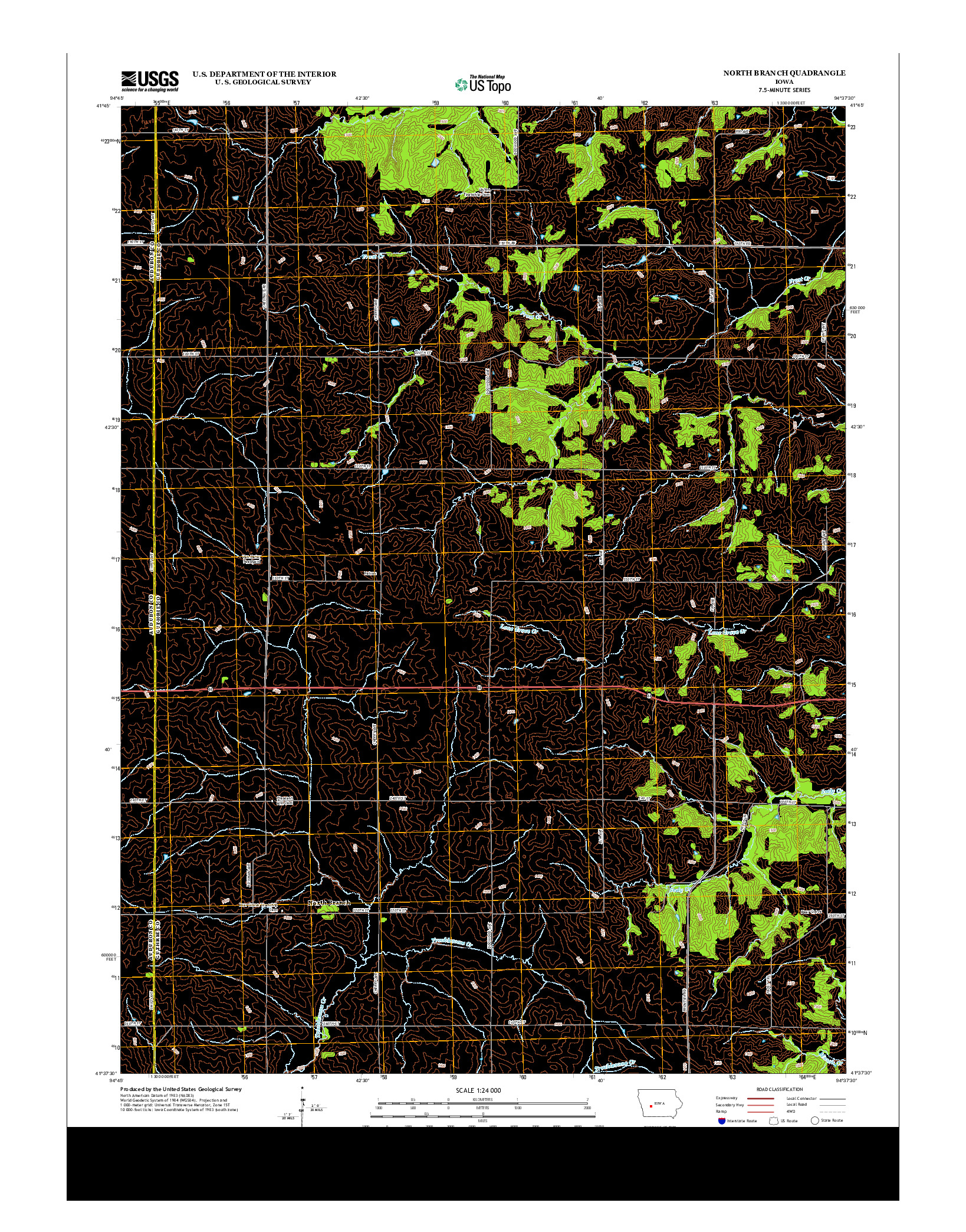 USGS US TOPO 7.5-MINUTE MAP FOR NORTH BRANCH, IA 2013