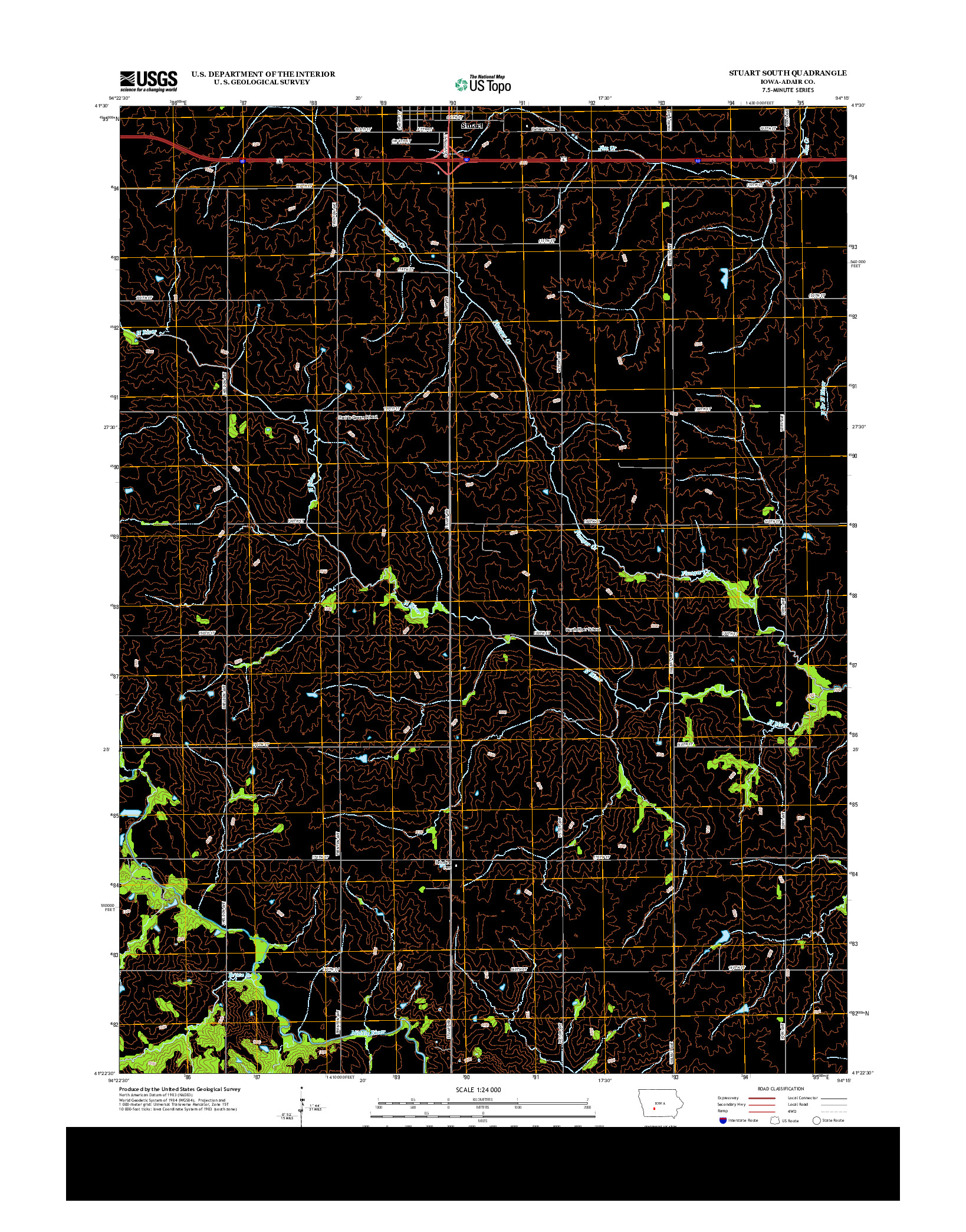 USGS US TOPO 7.5-MINUTE MAP FOR STUART SOUTH, IA 2013