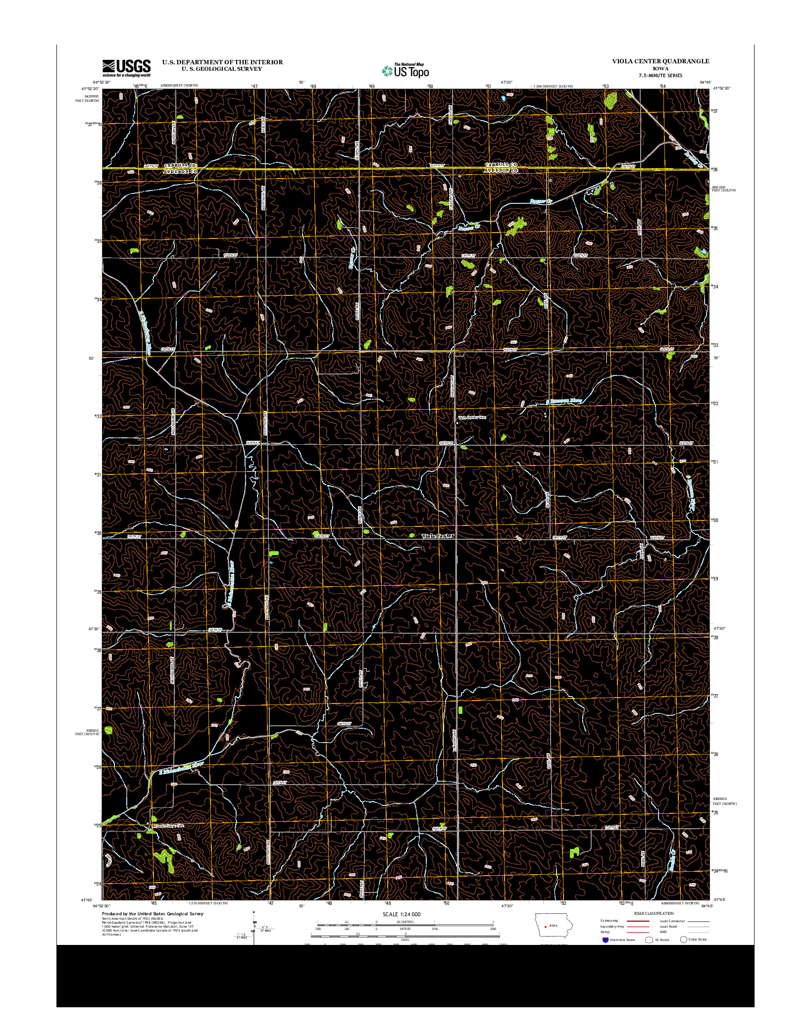 USGS US TOPO 7.5-MINUTE MAP FOR VIOLA CENTER, IA 2013