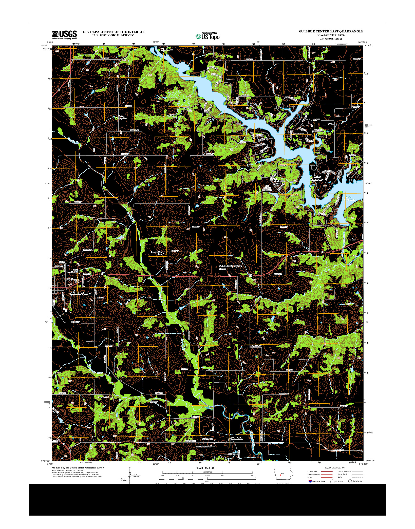 USGS US TOPO 7.5-MINUTE MAP FOR GUTHRIE CENTER EAST, IA 2013