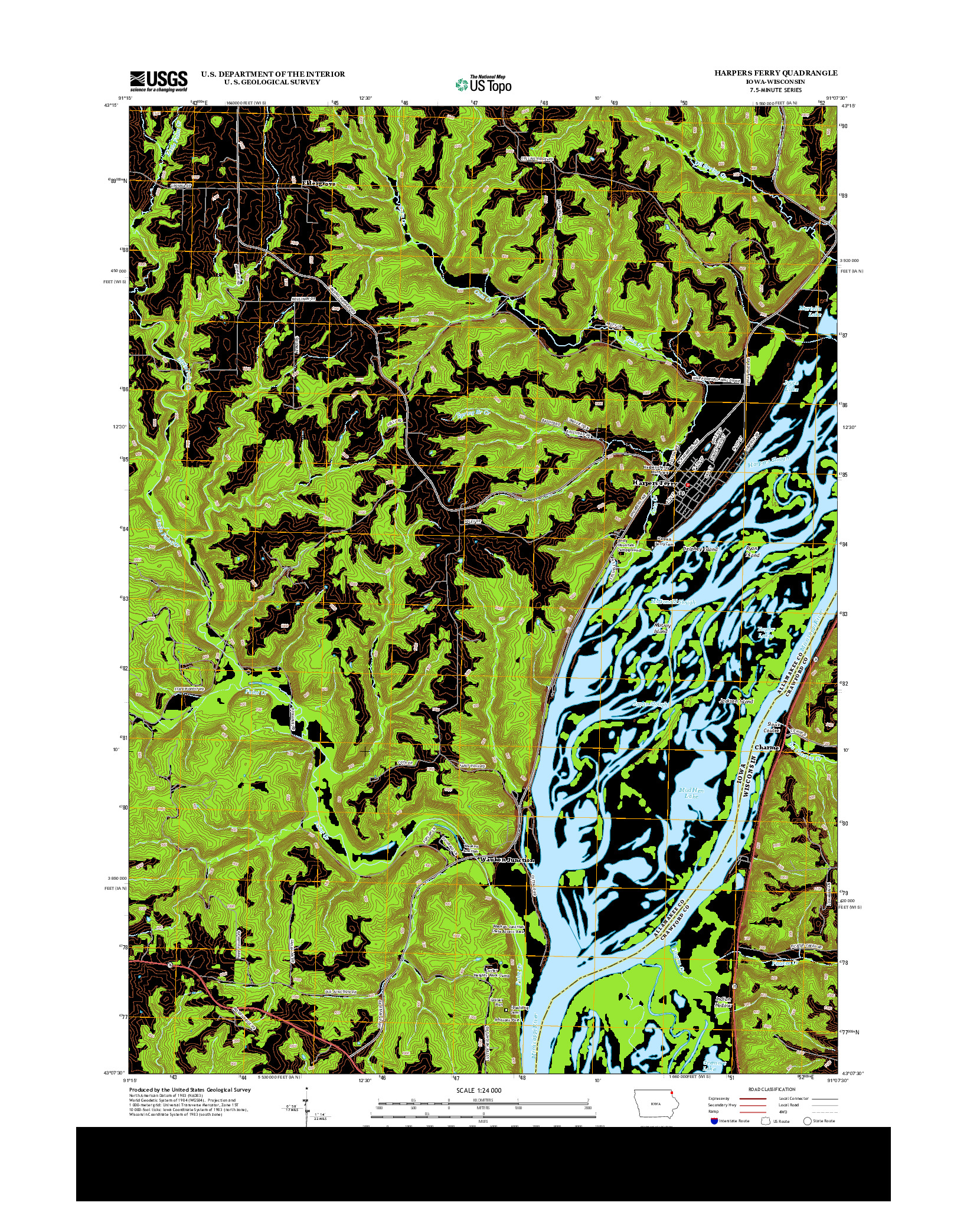 USGS US TOPO 7.5-MINUTE MAP FOR HARPERS FERRY, IA-WI 2013