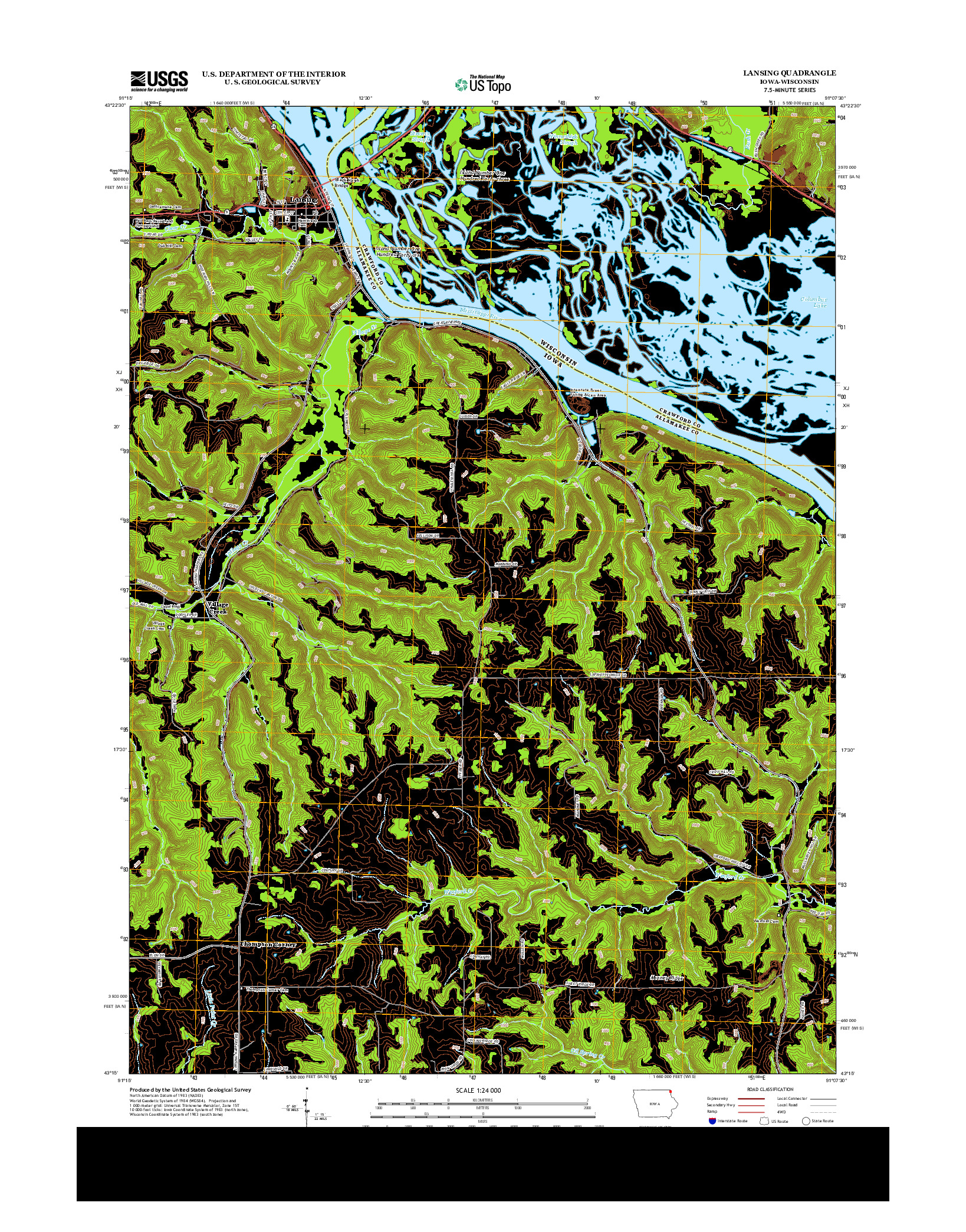 USGS US TOPO 7.5-MINUTE MAP FOR LANSING, IA-WI 2013