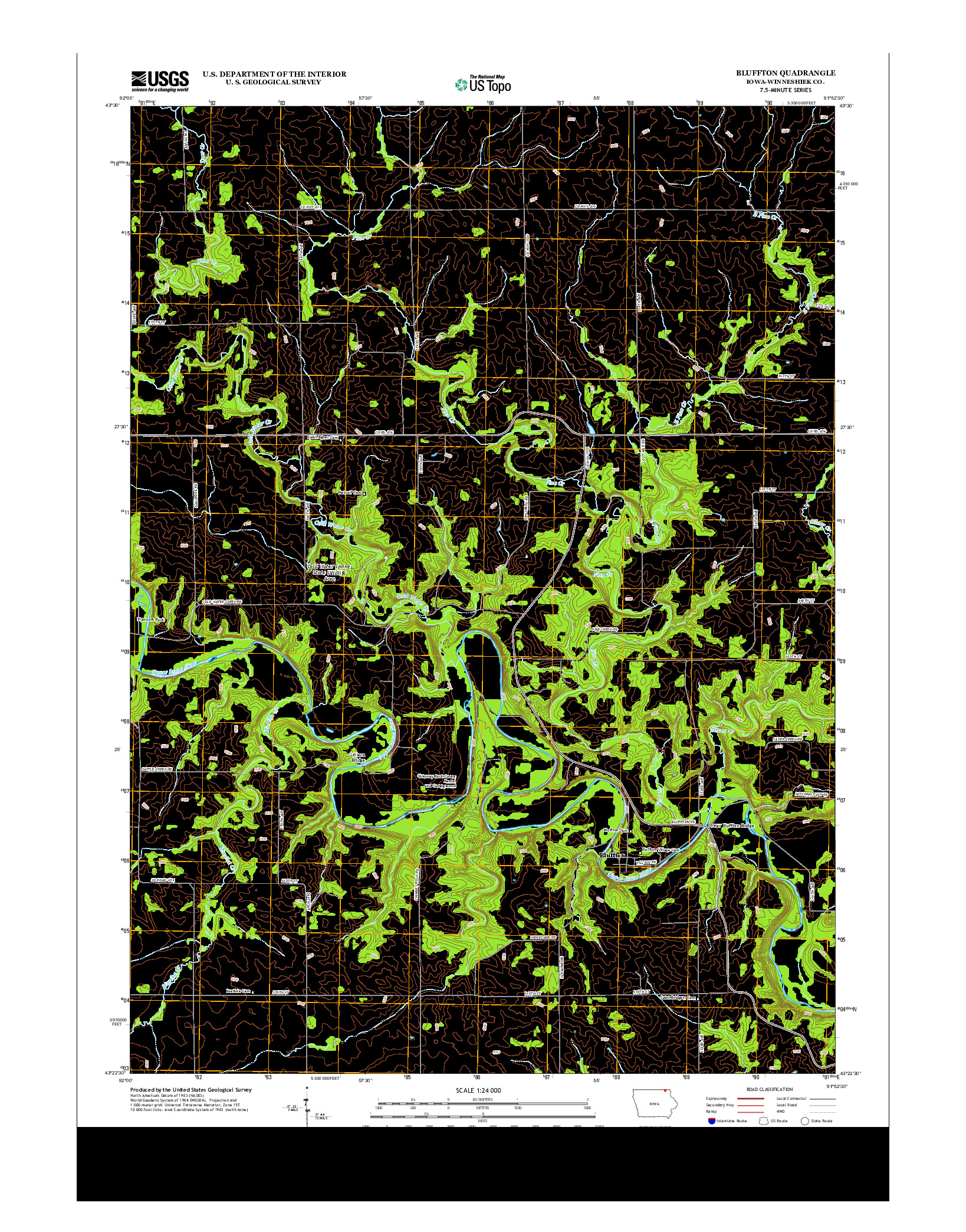 USGS US TOPO 7.5-MINUTE MAP FOR BLUFFTON, IA 2013