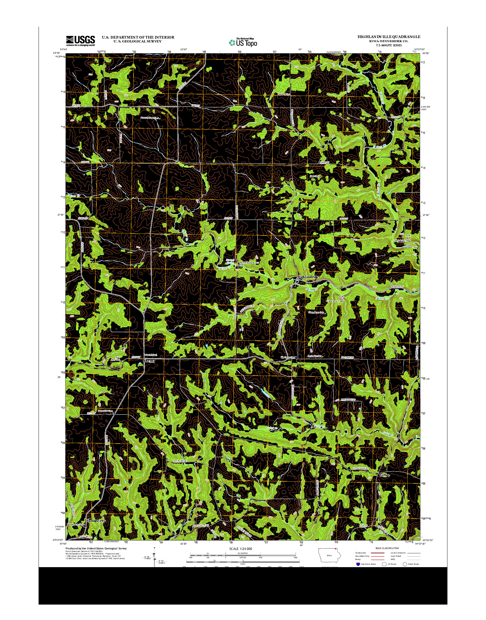USGS US TOPO 7.5-MINUTE MAP FOR HIGHLANDVILLE, IA 2013