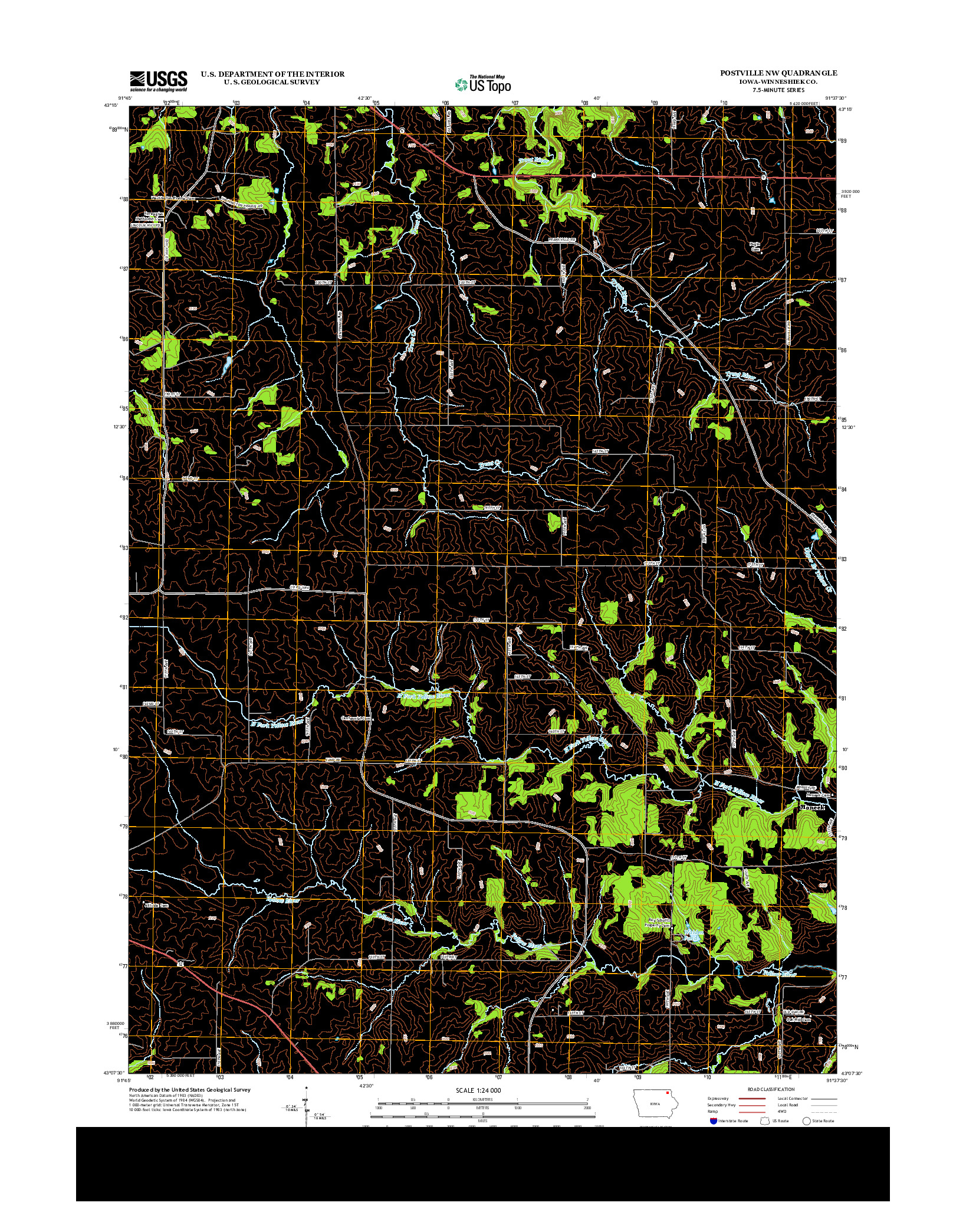 USGS US TOPO 7.5-MINUTE MAP FOR POSTVILLE NW, IA 2013