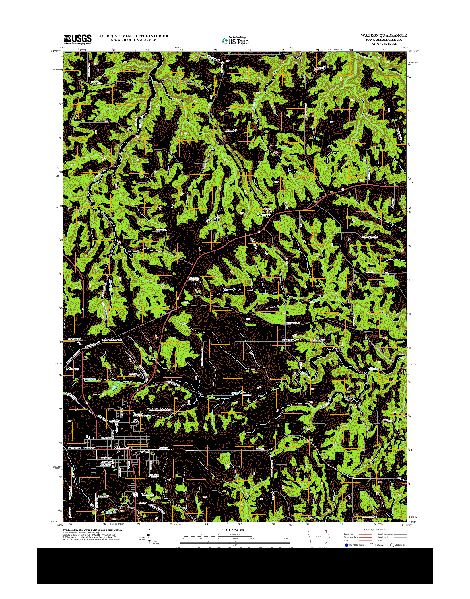 USGS US TOPO 7.5-MINUTE MAP FOR WAUKON, IA 2013