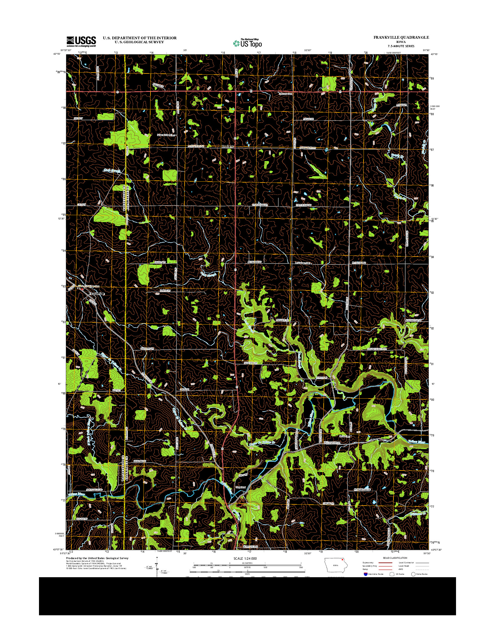 USGS US TOPO 7.5-MINUTE MAP FOR FRANKVILLE, IA 2013