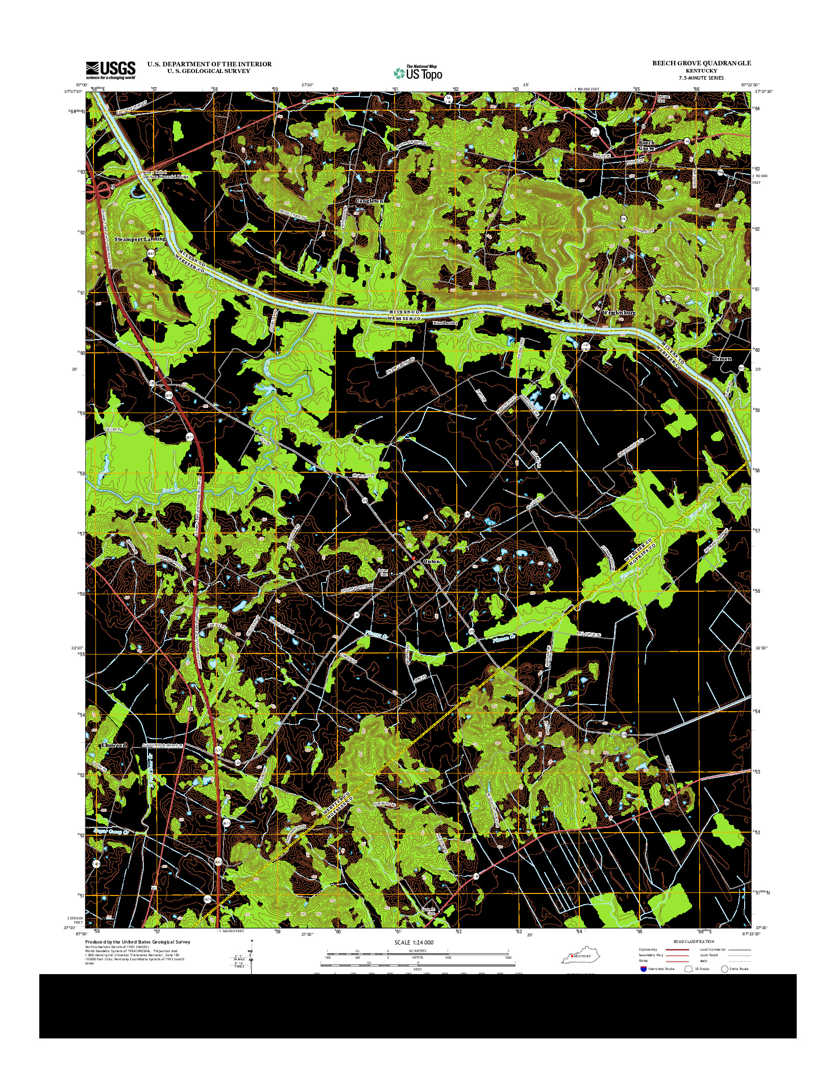 USGS US TOPO 7.5-MINUTE MAP FOR BEECH GROVE, KY 2013