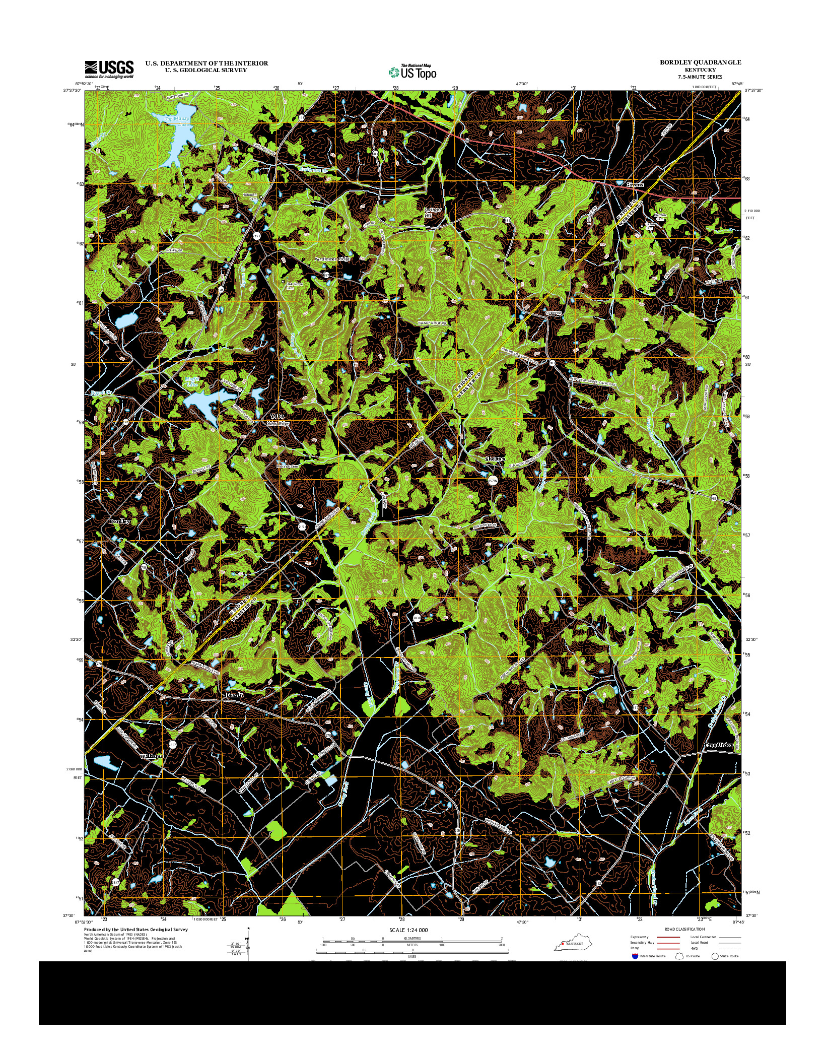 USGS US TOPO 7.5-MINUTE MAP FOR BORDLEY, KY 2013