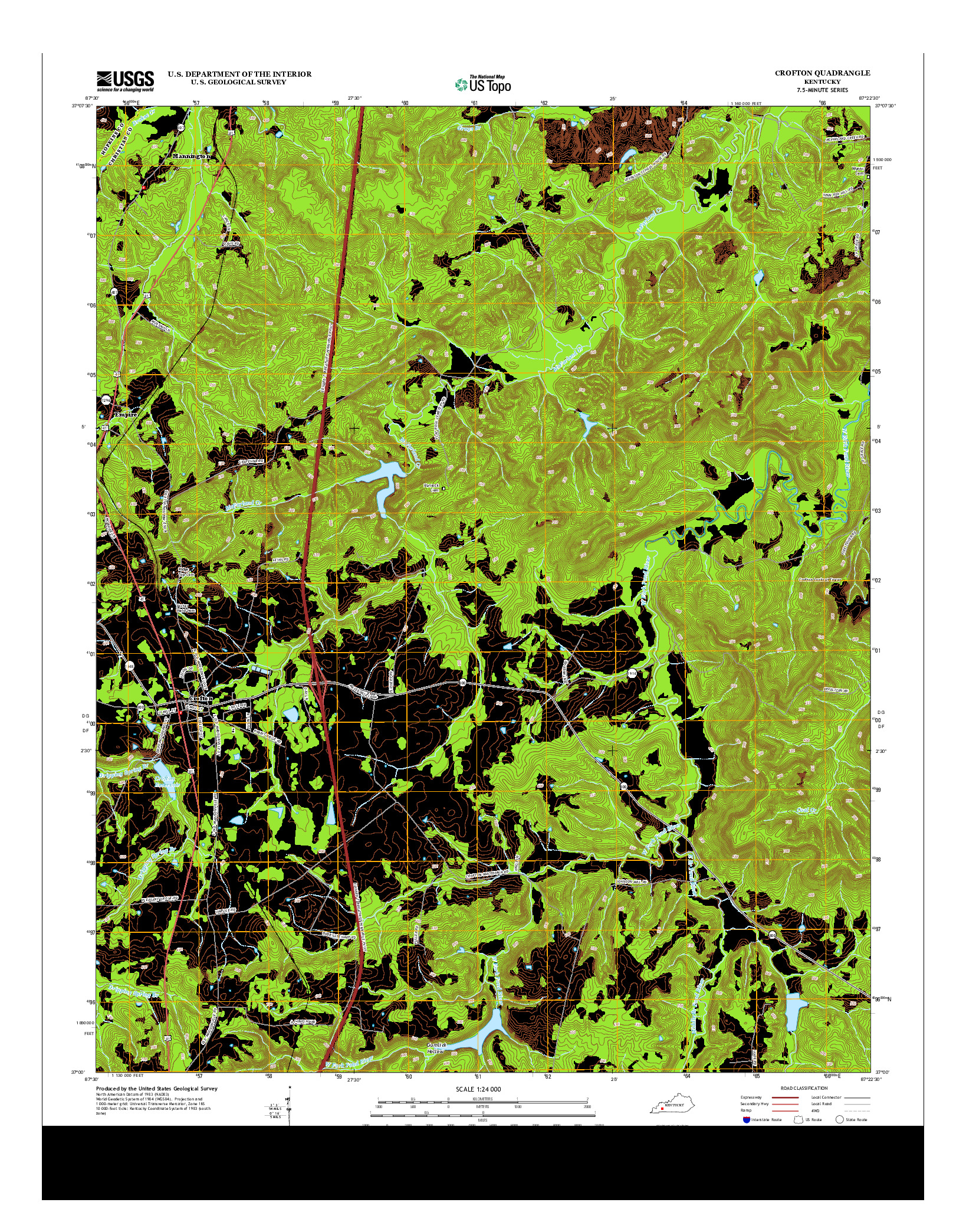 USGS US TOPO 7.5-MINUTE MAP FOR CROFTON, KY 2013