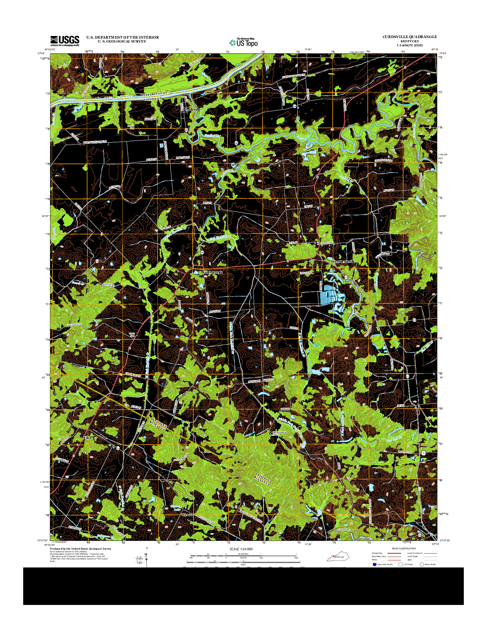 USGS US TOPO 7.5-MINUTE MAP FOR CURDSVILLE, KY 2013