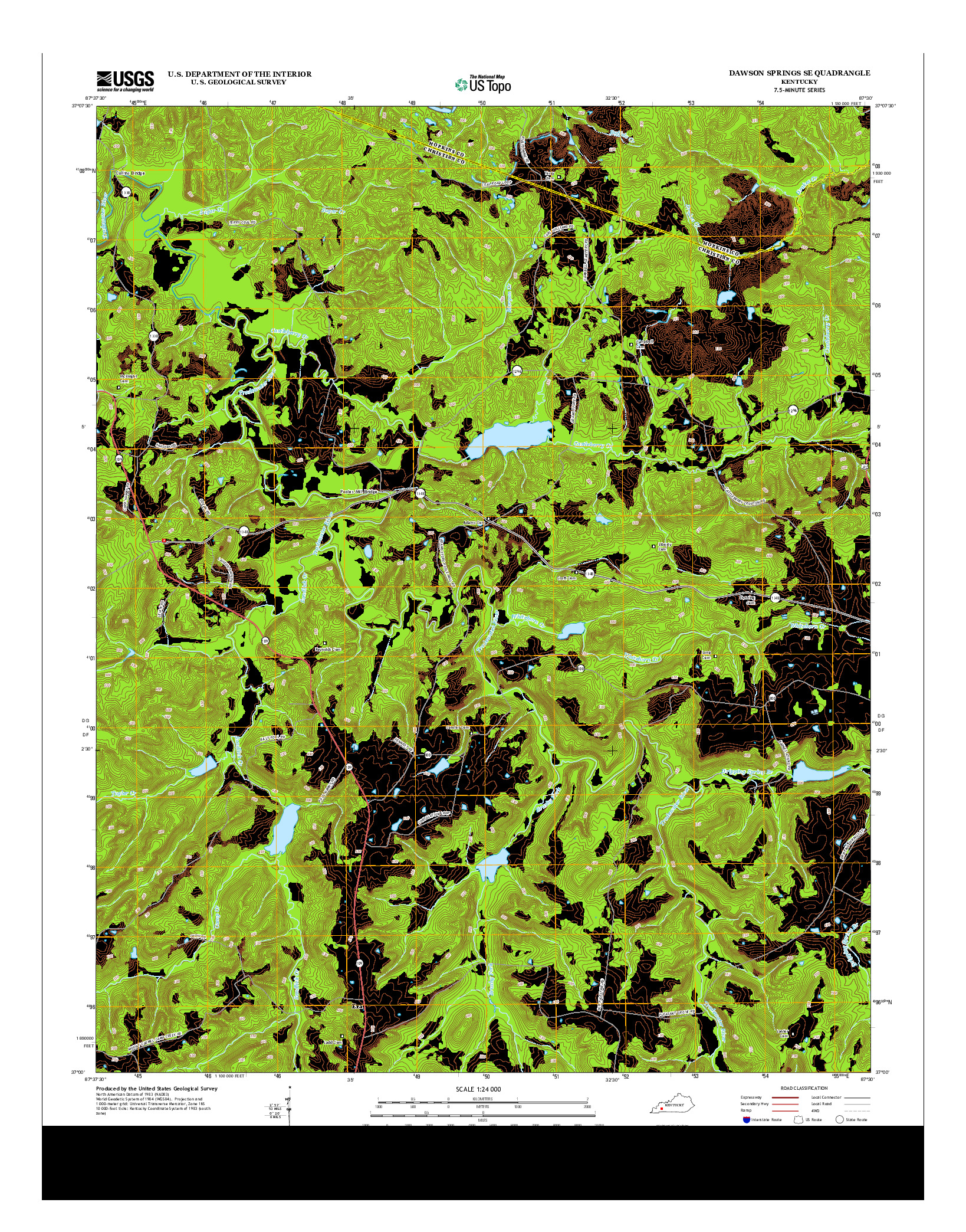 USGS US TOPO 7.5-MINUTE MAP FOR DAWSON SPRINGS SE, KY 2013