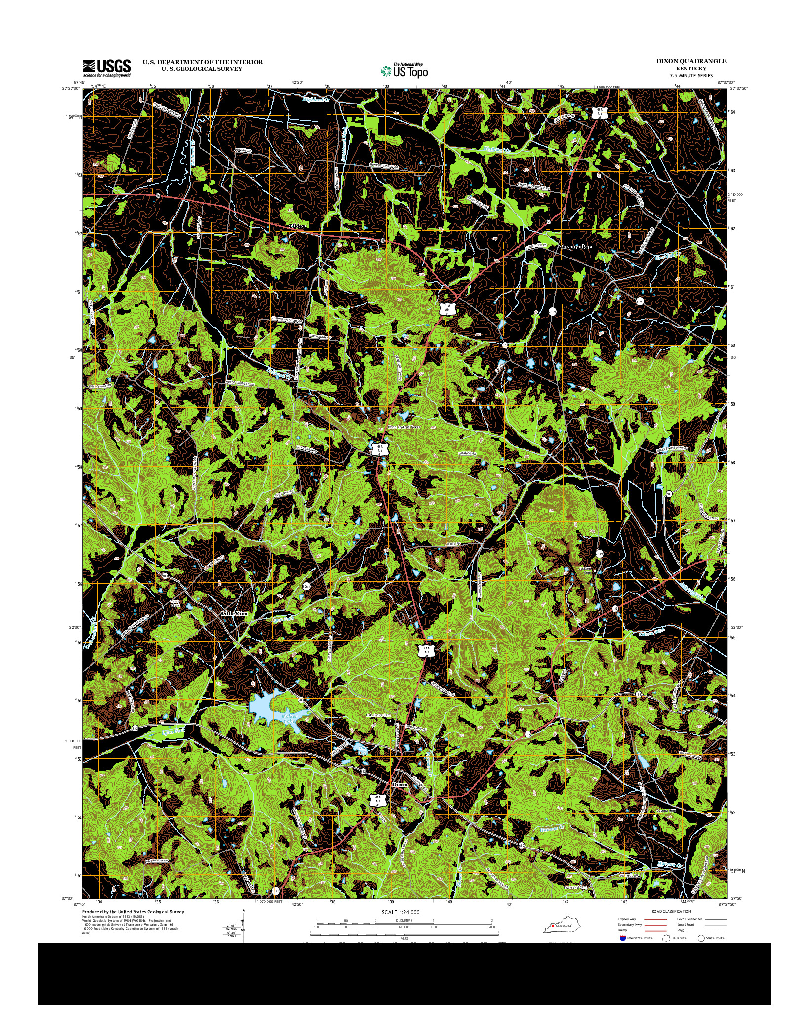 USGS US TOPO 7.5-MINUTE MAP FOR DIXON, KY 2013