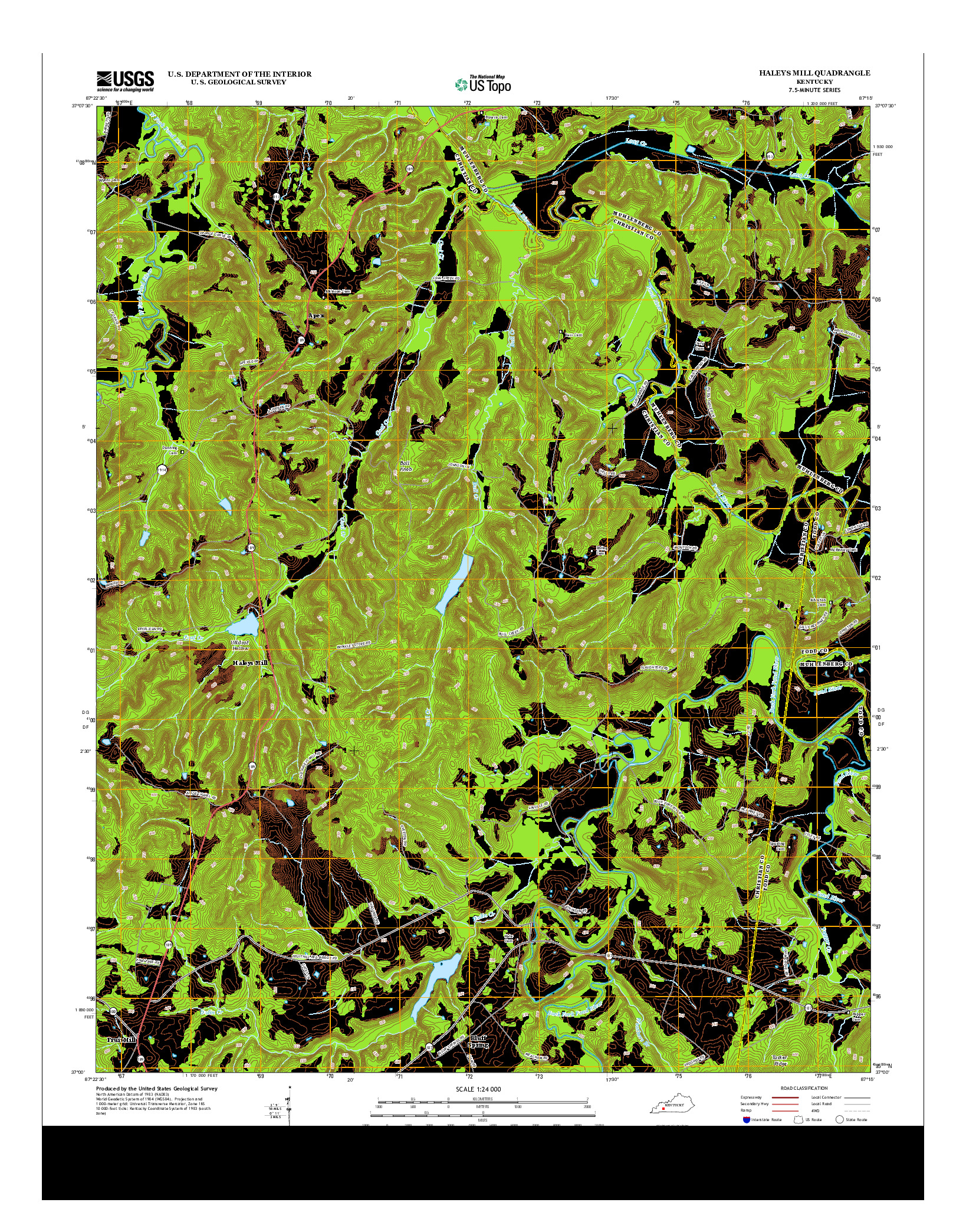 USGS US TOPO 7.5-MINUTE MAP FOR HALEYS MILL, KY 2013
