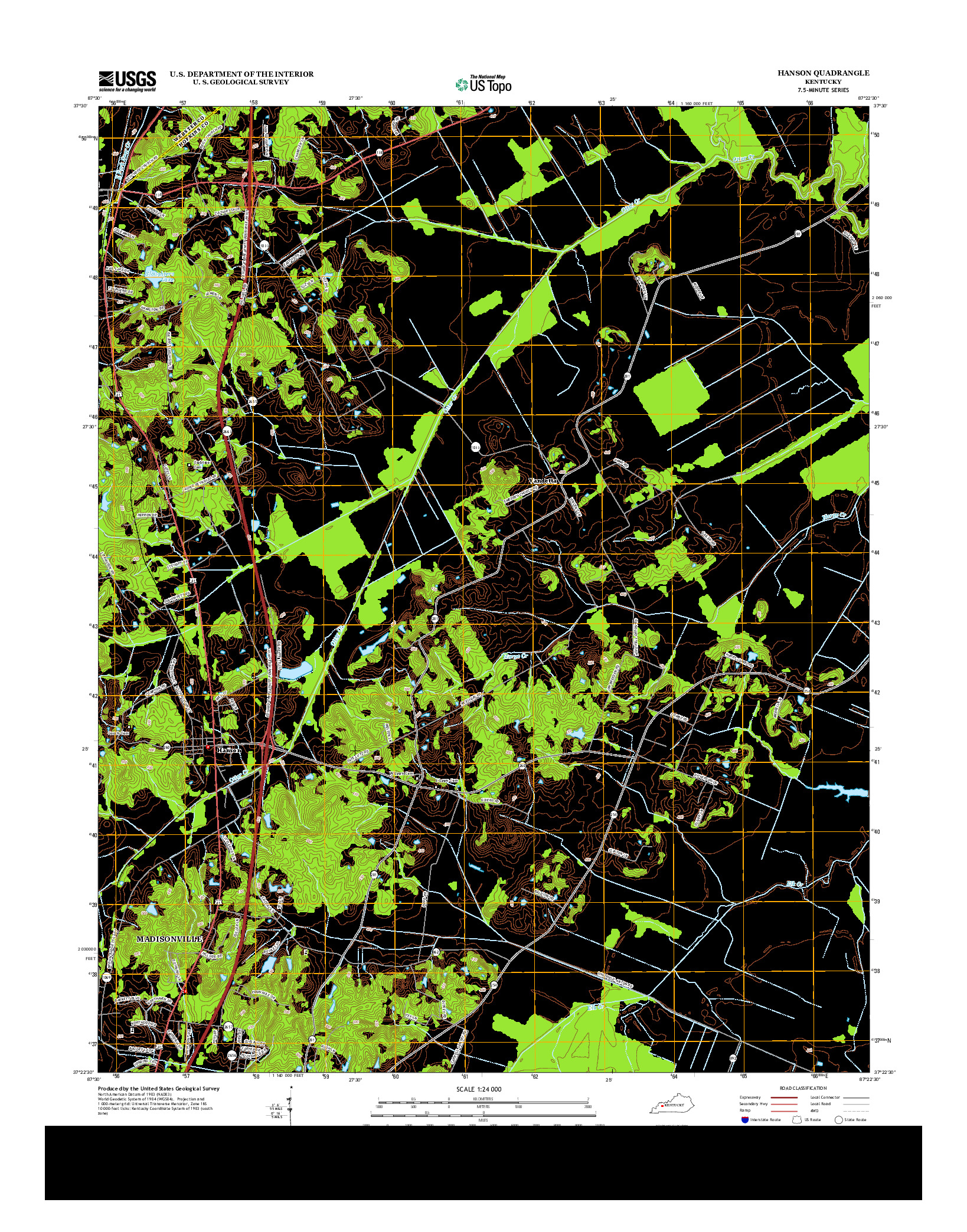 USGS US TOPO 7.5-MINUTE MAP FOR HANSON, KY 2013