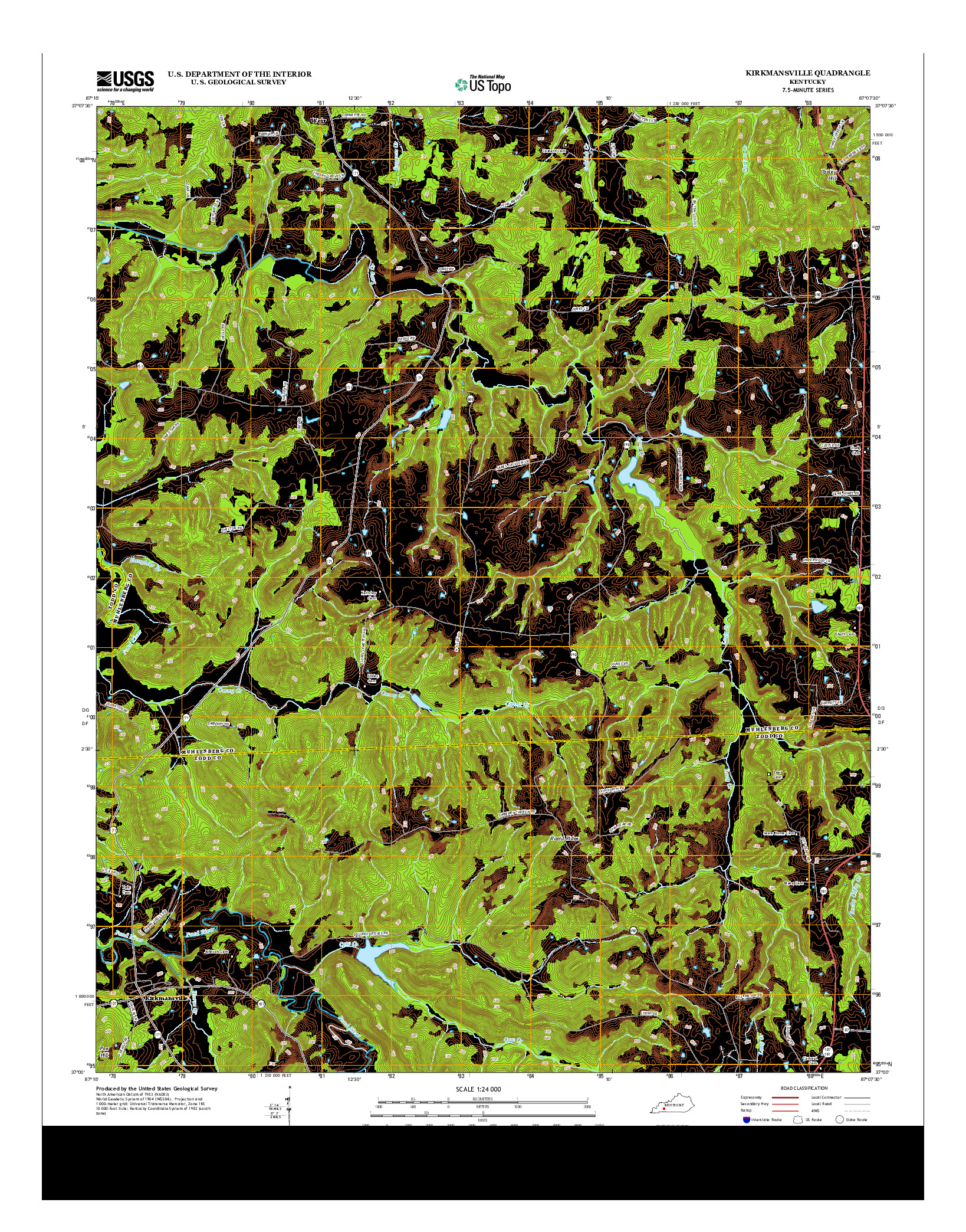 USGS US TOPO 7.5-MINUTE MAP FOR KIRKMANSVILLE, KY 2013