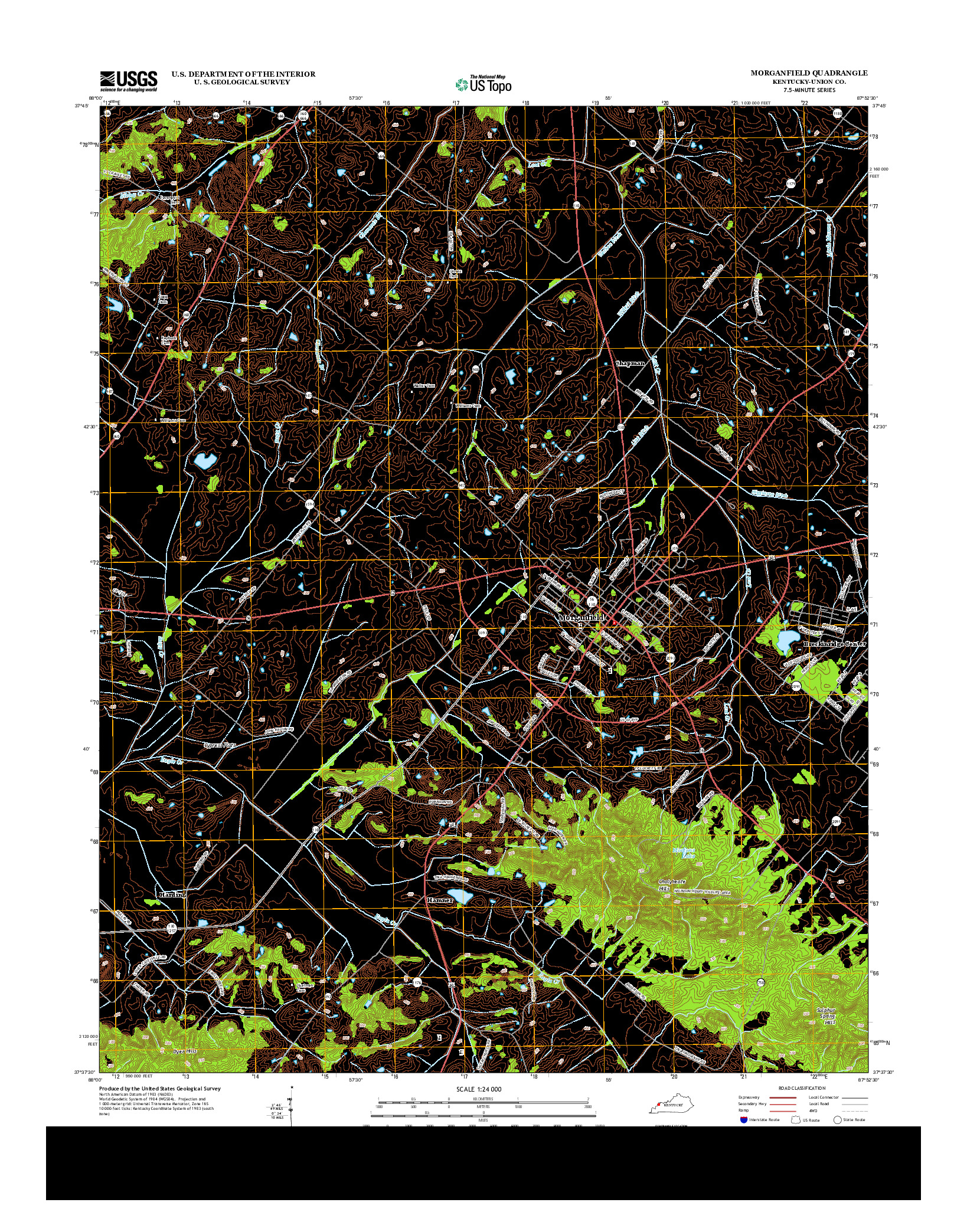 USGS US TOPO 7.5-MINUTE MAP FOR MORGANFIELD, KY 2013