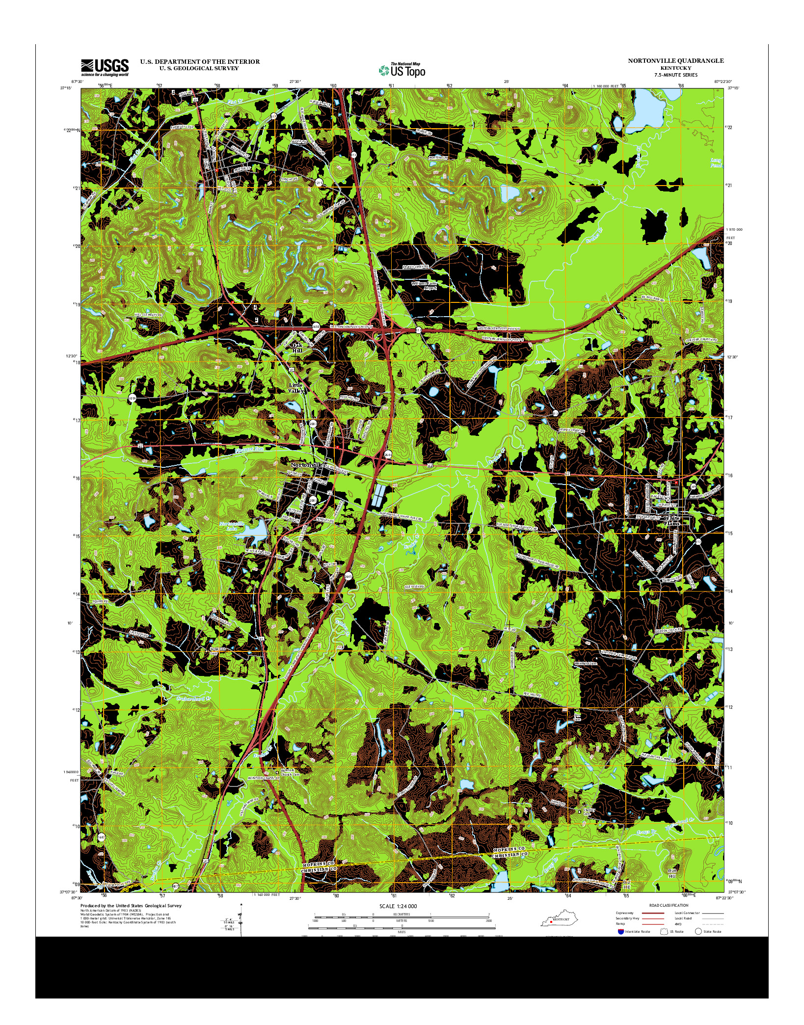 USGS US TOPO 7.5-MINUTE MAP FOR NORTONVILLE, KY 2013
