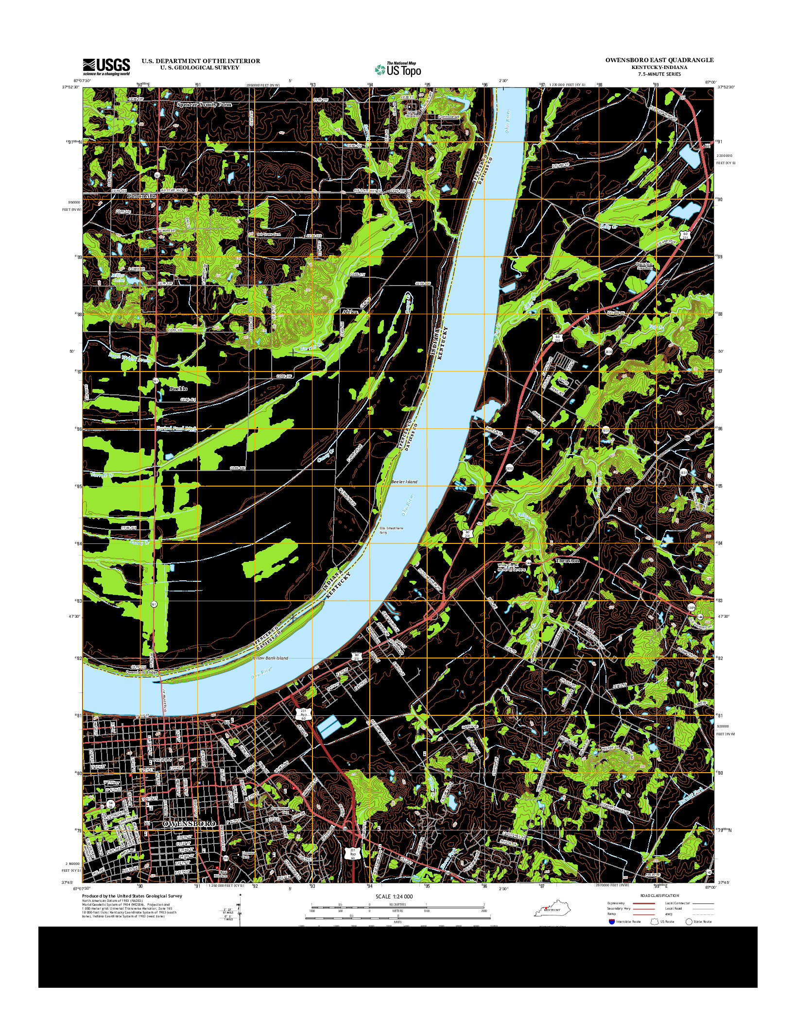 USGS US TOPO 7.5-MINUTE MAP FOR OWENSBORO EAST, KY-IN 2013