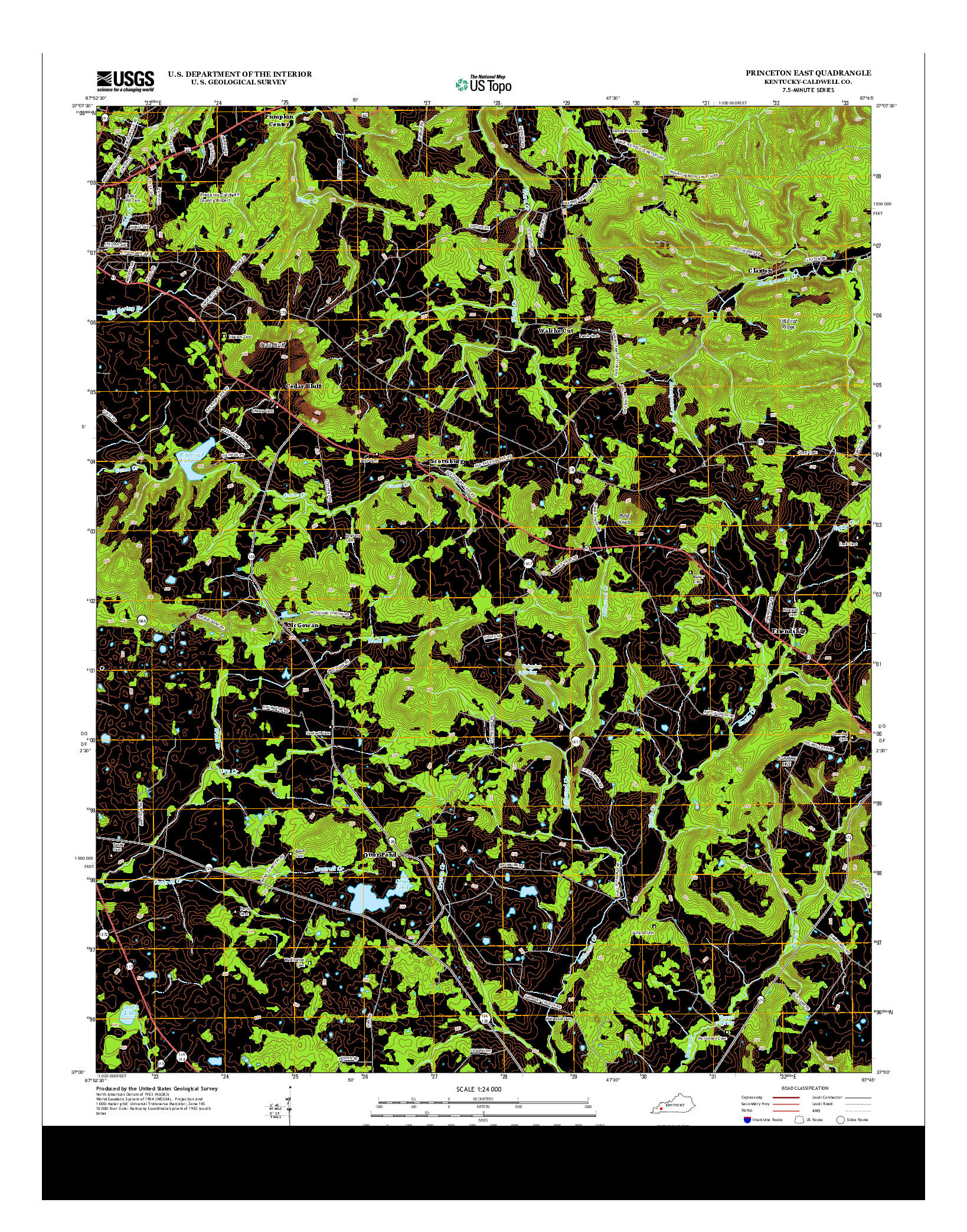 USGS US TOPO 7.5-MINUTE MAP FOR PRINCETON EAST, KY 2013