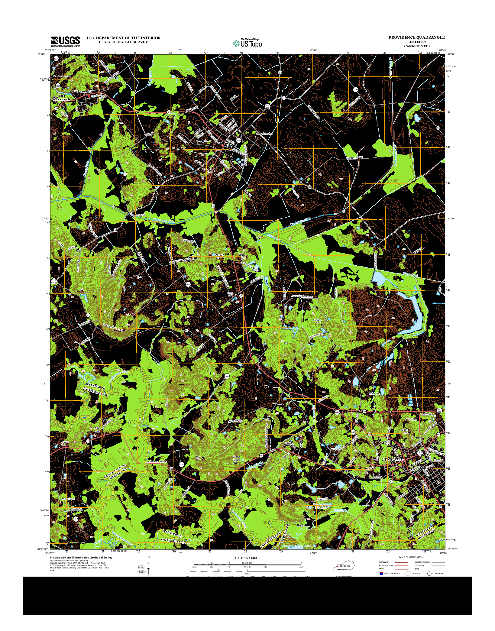 USGS US TOPO 7.5-MINUTE MAP FOR PROVIDENCE, KY 2013