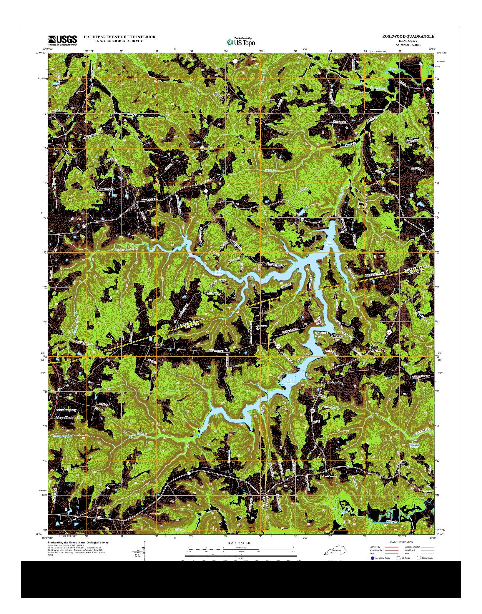 USGS US TOPO 7.5-MINUTE MAP FOR ROSEWOOD, KY 2013