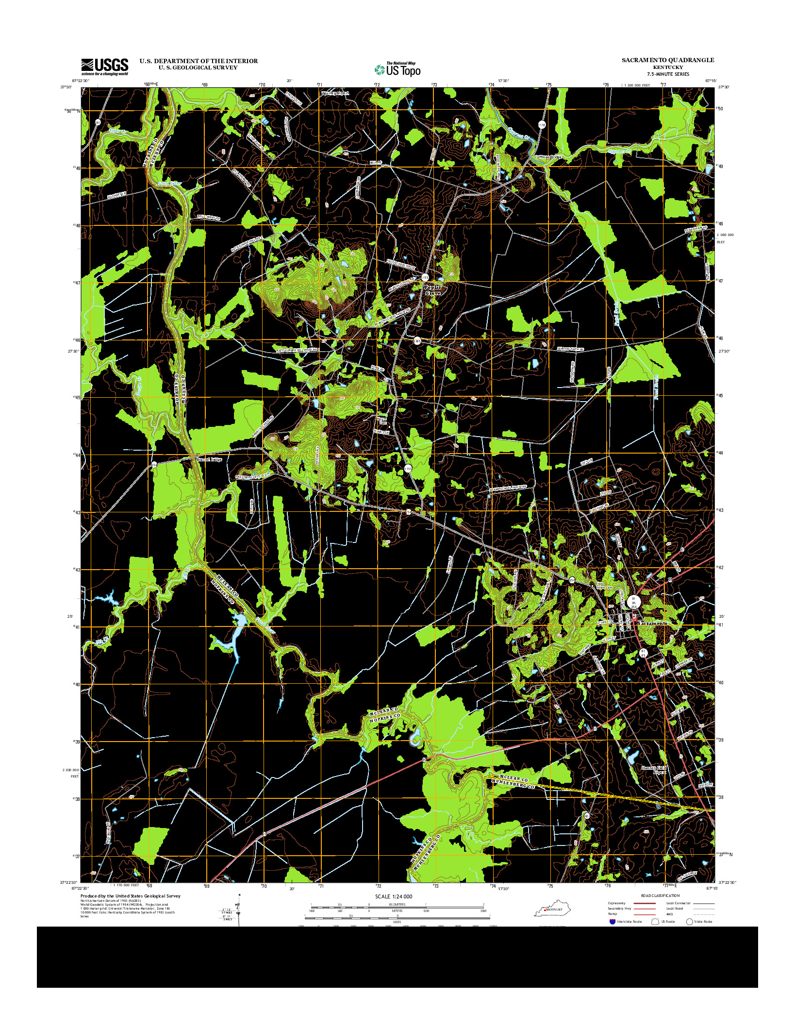 USGS US TOPO 7.5-MINUTE MAP FOR SACRAMENTO, KY 2013