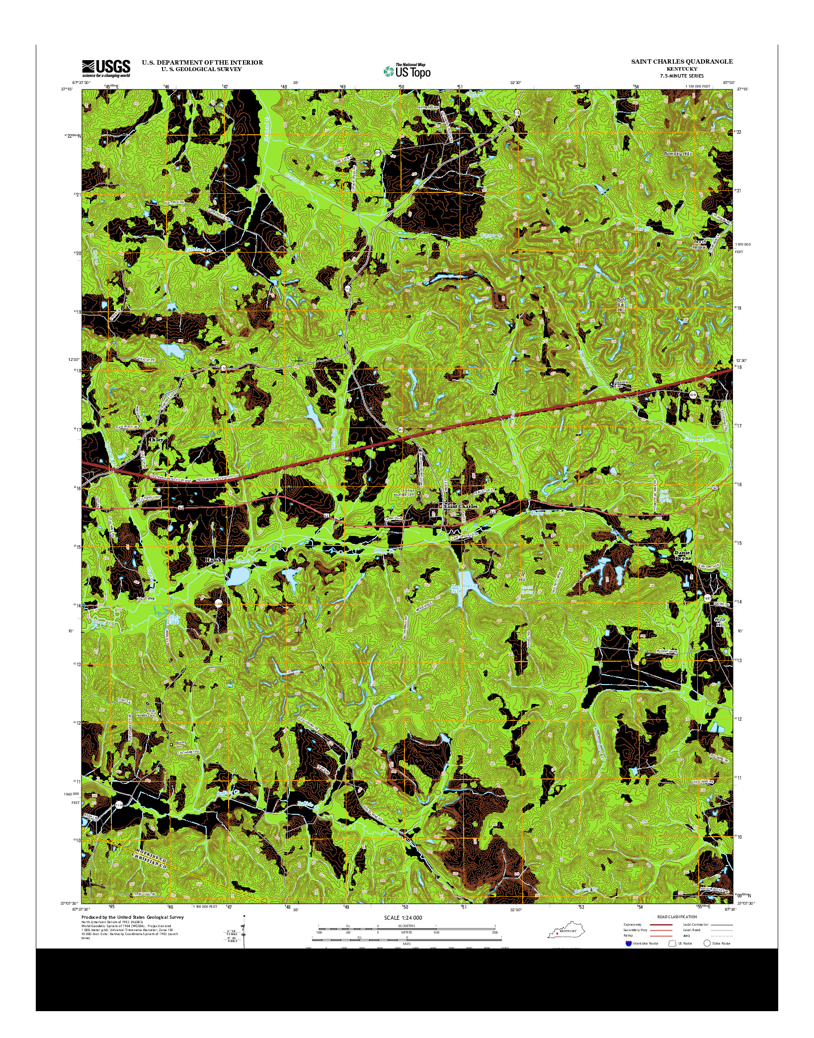 USGS US TOPO 7.5-MINUTE MAP FOR SAINT CHARLES, KY 2013