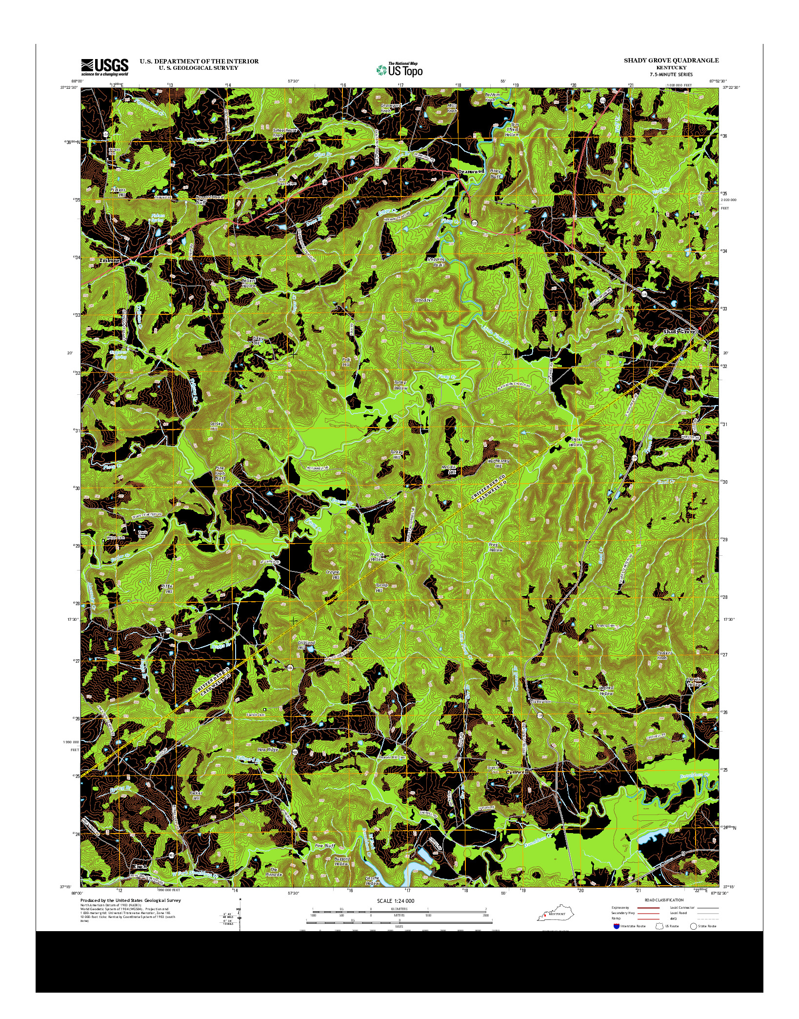 USGS US TOPO 7.5-MINUTE MAP FOR SHADY GROVE, KY 2013