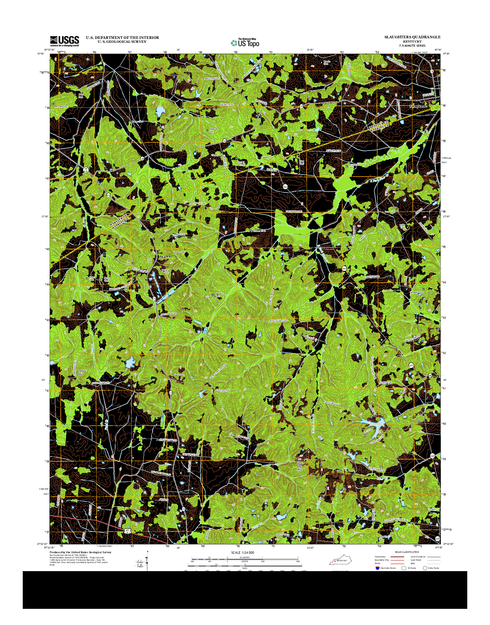 USGS US TOPO 7.5-MINUTE MAP FOR SLAUGHTERS, KY 2013