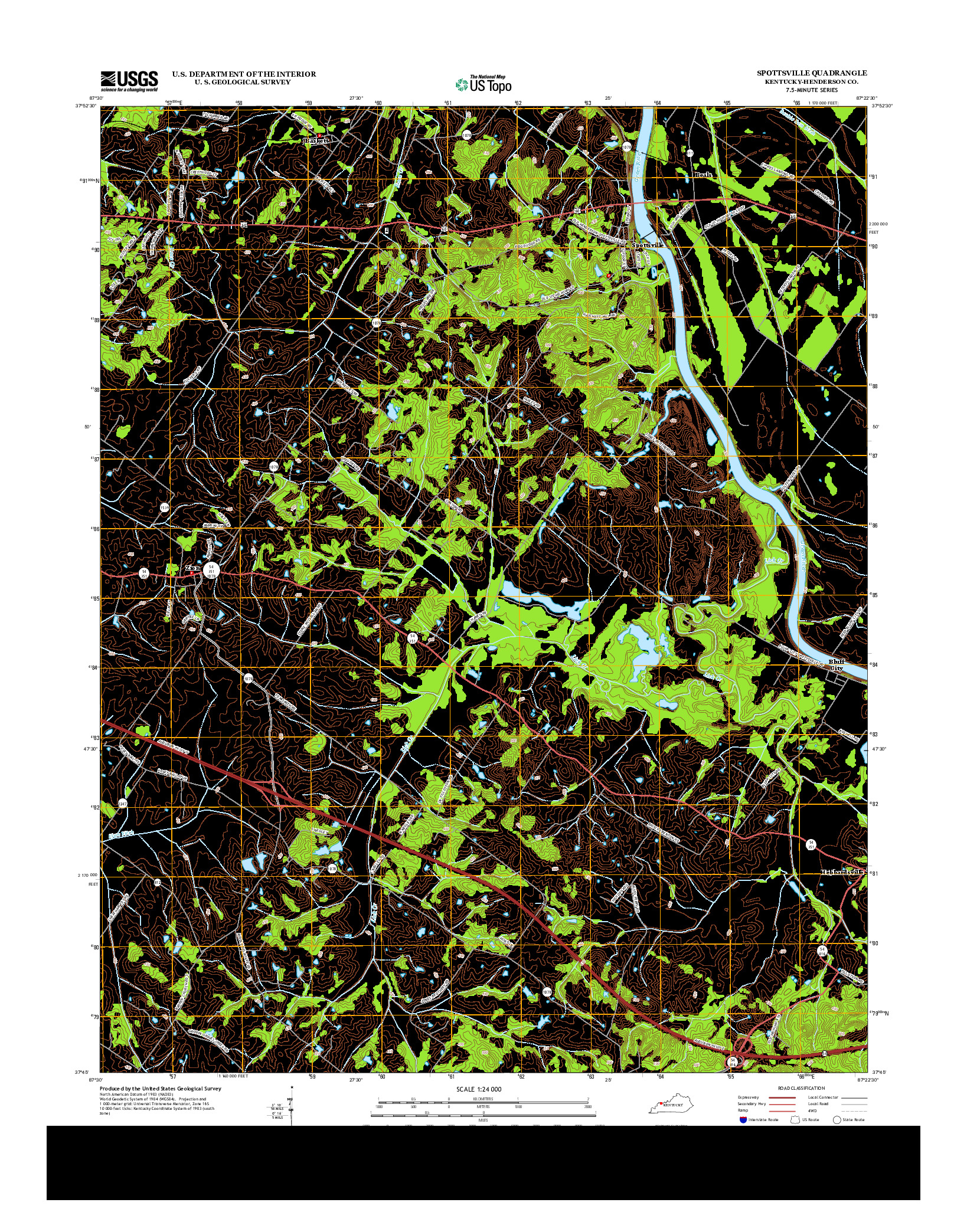 USGS US TOPO 7.5-MINUTE MAP FOR SPOTTSVILLE, KY 2013