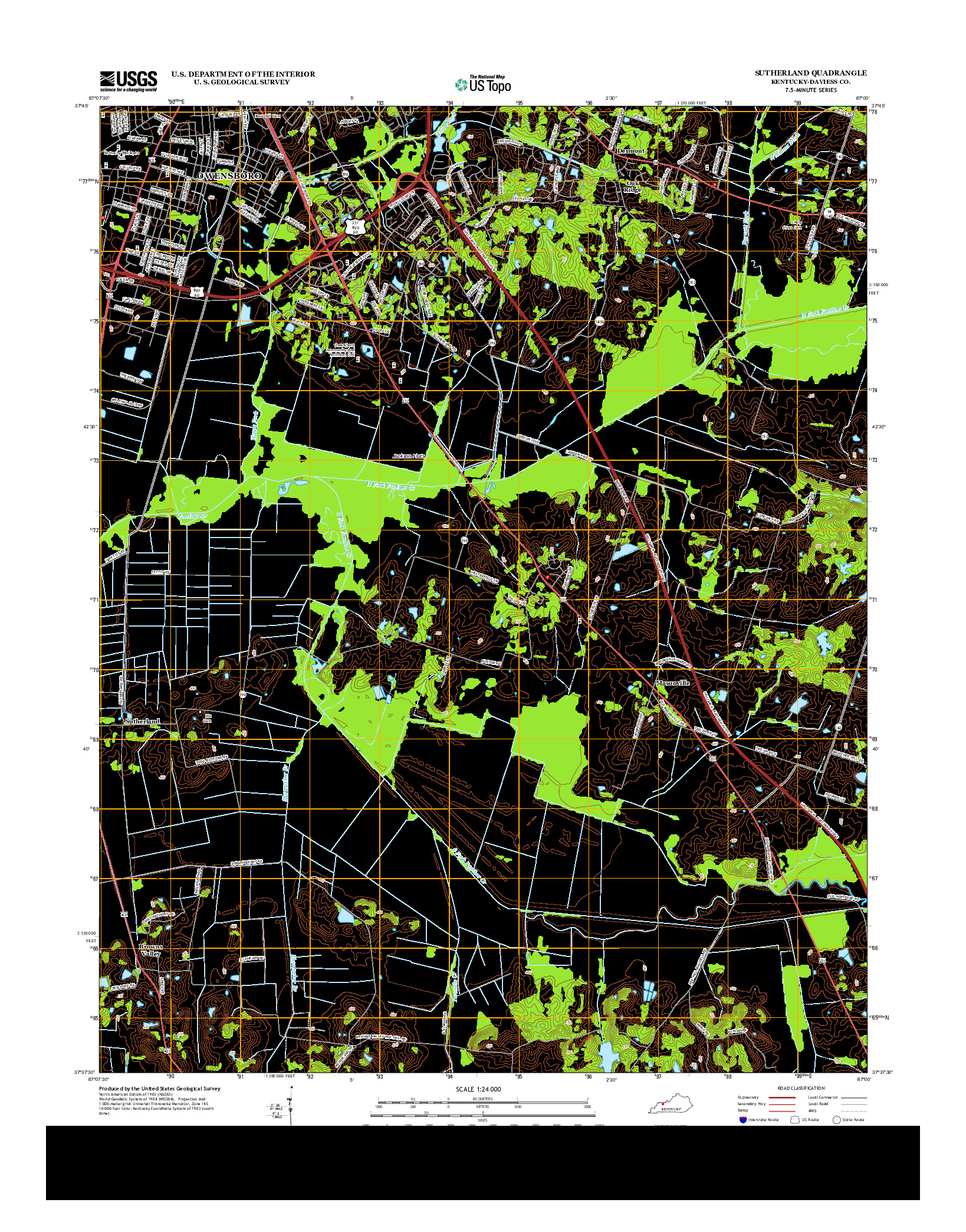 USGS US TOPO 7.5-MINUTE MAP FOR SUTHERLAND, KY 2013