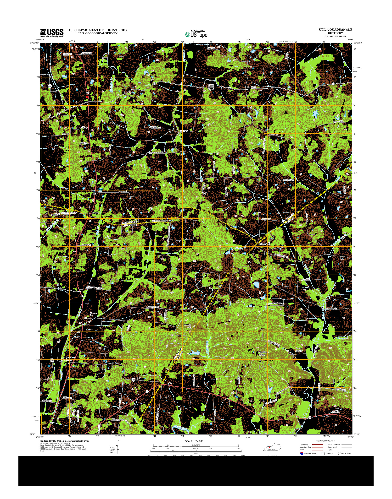 USGS US TOPO 7.5-MINUTE MAP FOR UTICA, KY 2013