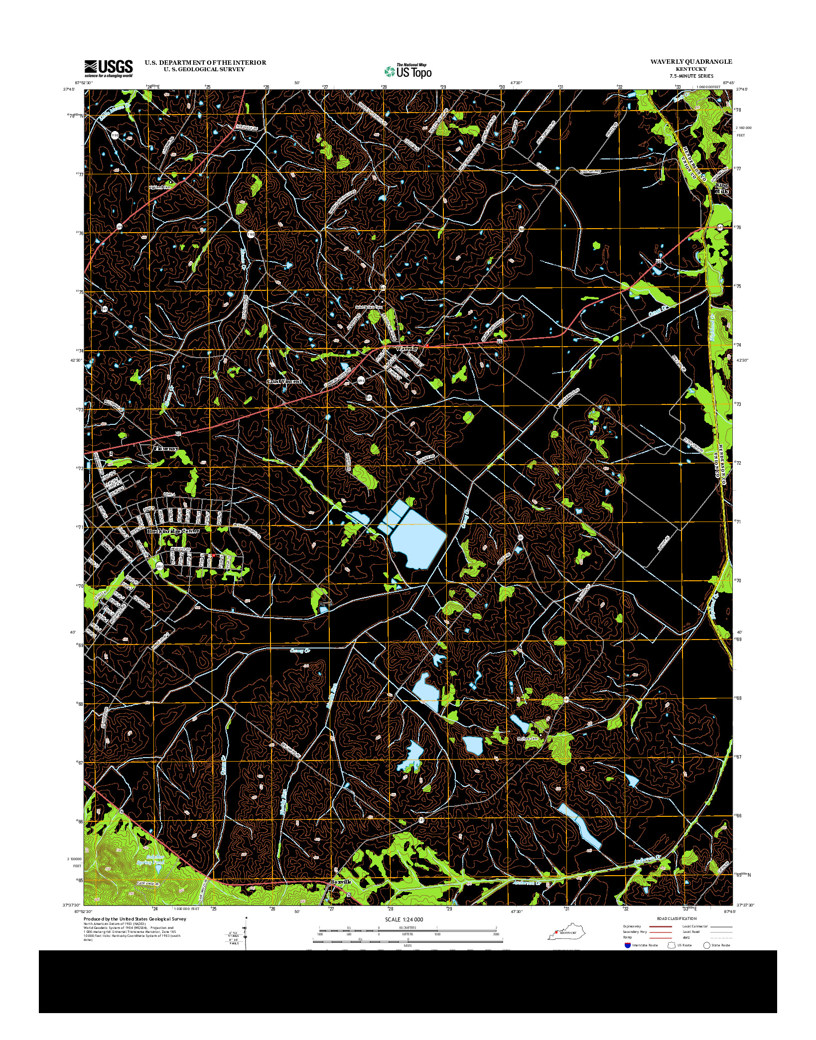 USGS US TOPO 7.5-MINUTE MAP FOR WAVERLY, KY 2013