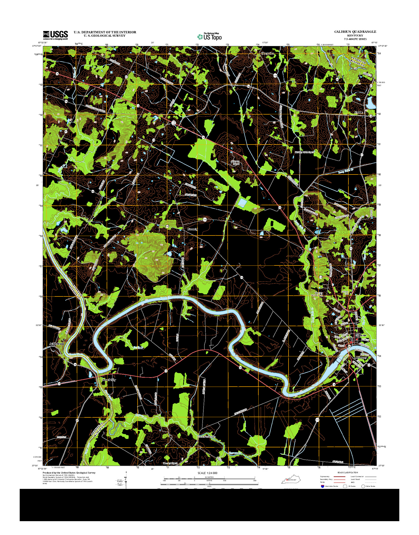 USGS US TOPO 7.5-MINUTE MAP FOR CALHOUN, KY 2013