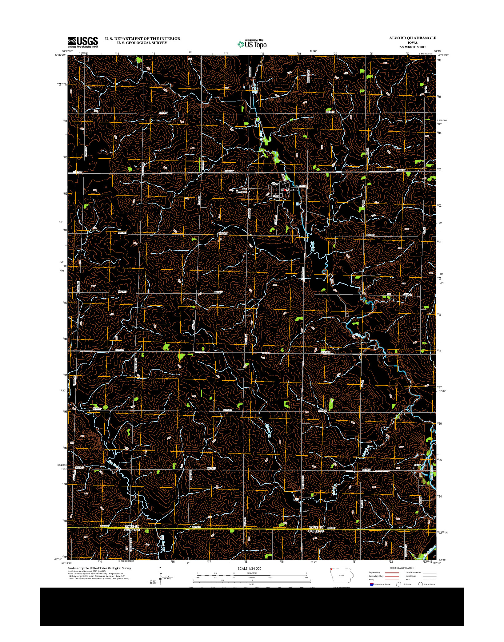 USGS US TOPO 7.5-MINUTE MAP FOR ALVORD, IA 2013