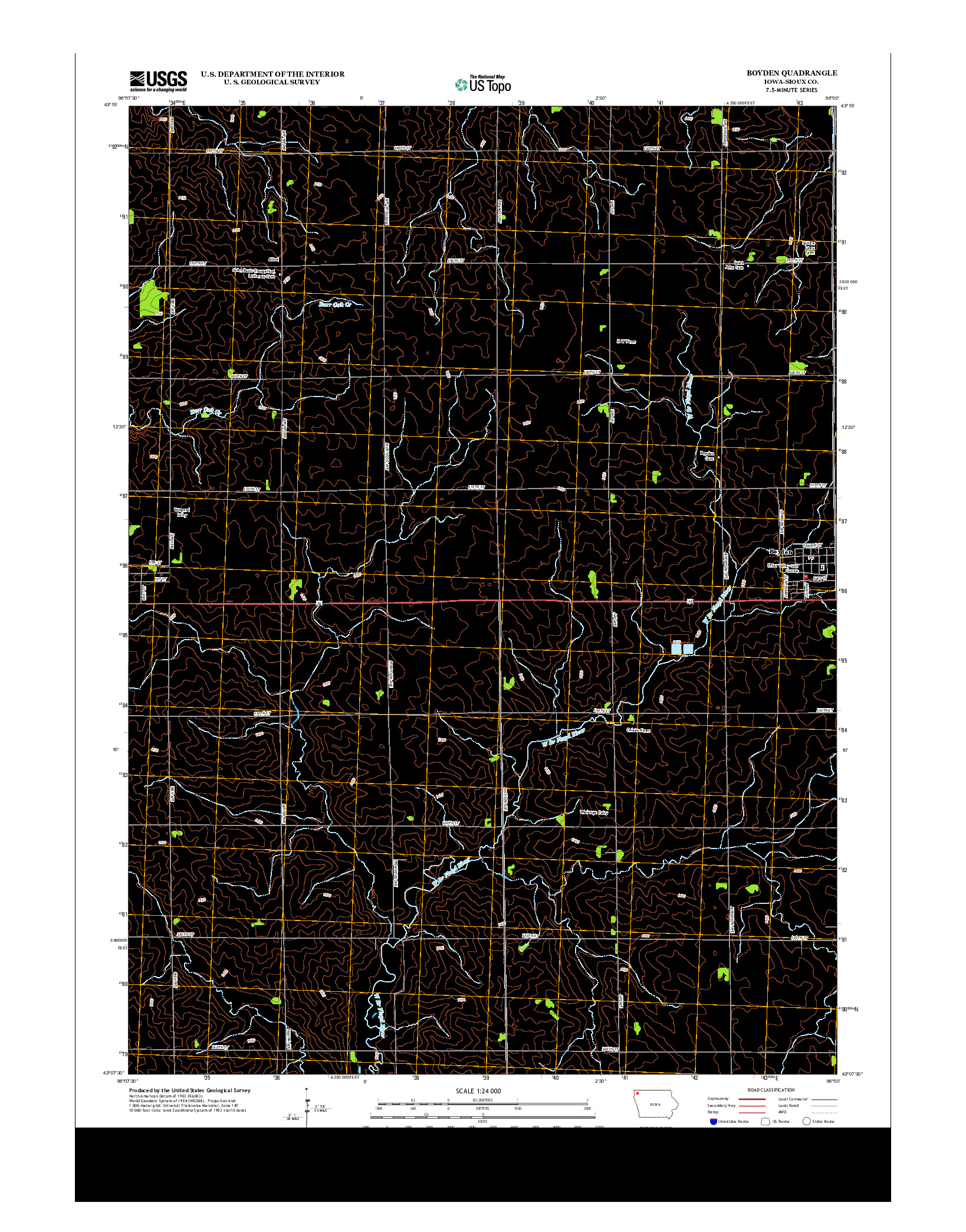 USGS US TOPO 7.5-MINUTE MAP FOR BOYDEN, IA 2013