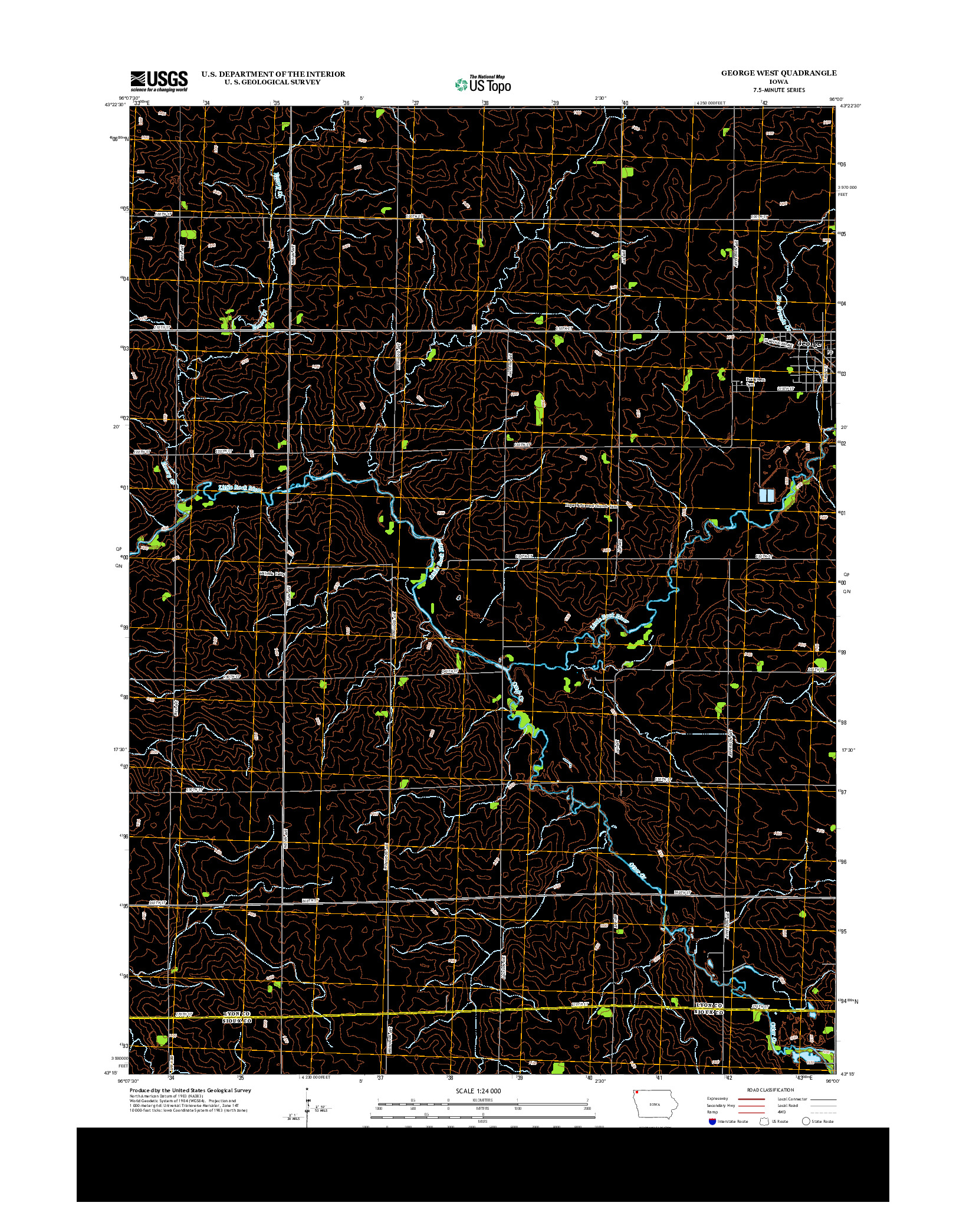 USGS US TOPO 7.5-MINUTE MAP FOR GEORGE WEST, IA 2013