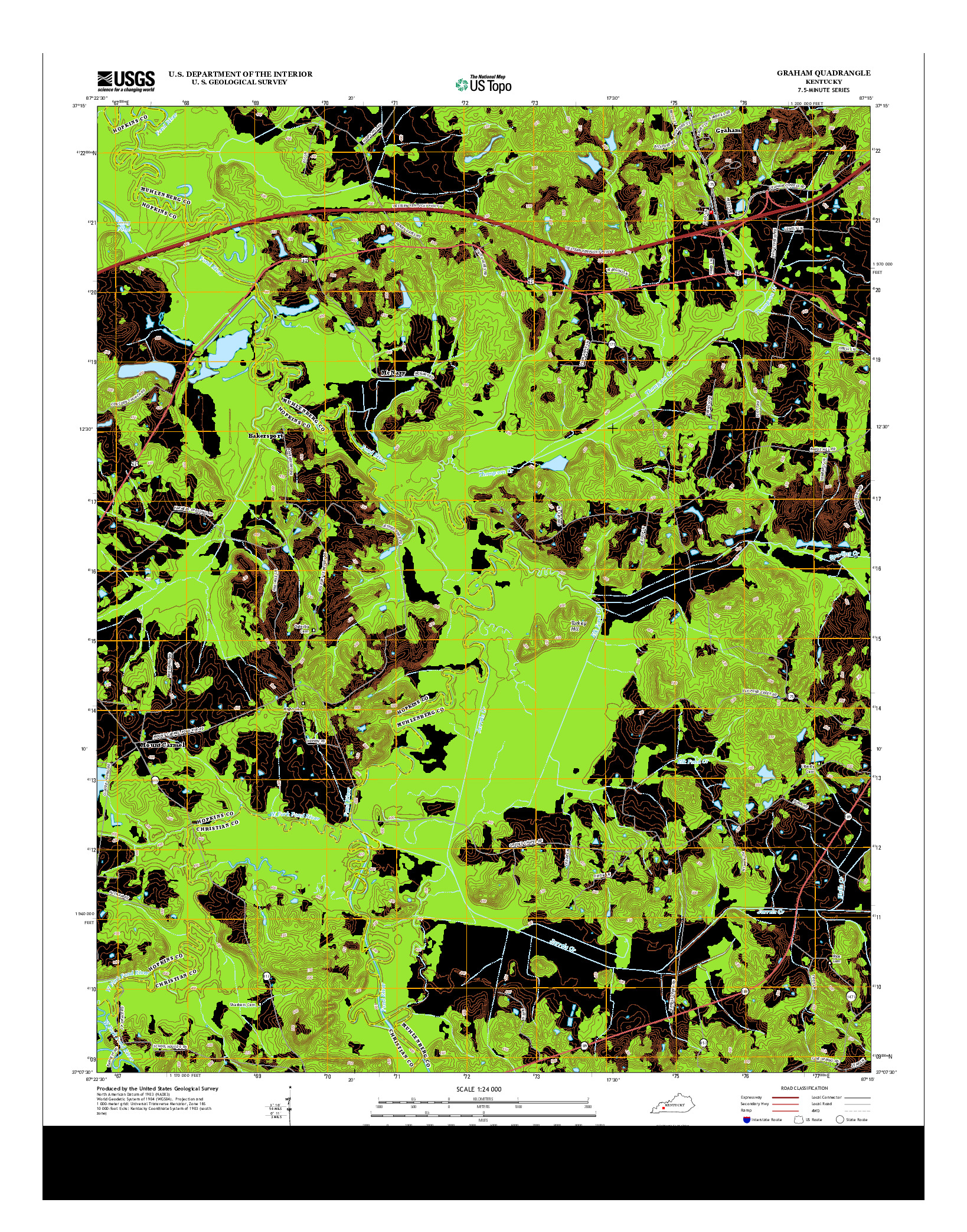 USGS US TOPO 7.5-MINUTE MAP FOR GRAHAM, KY 2013