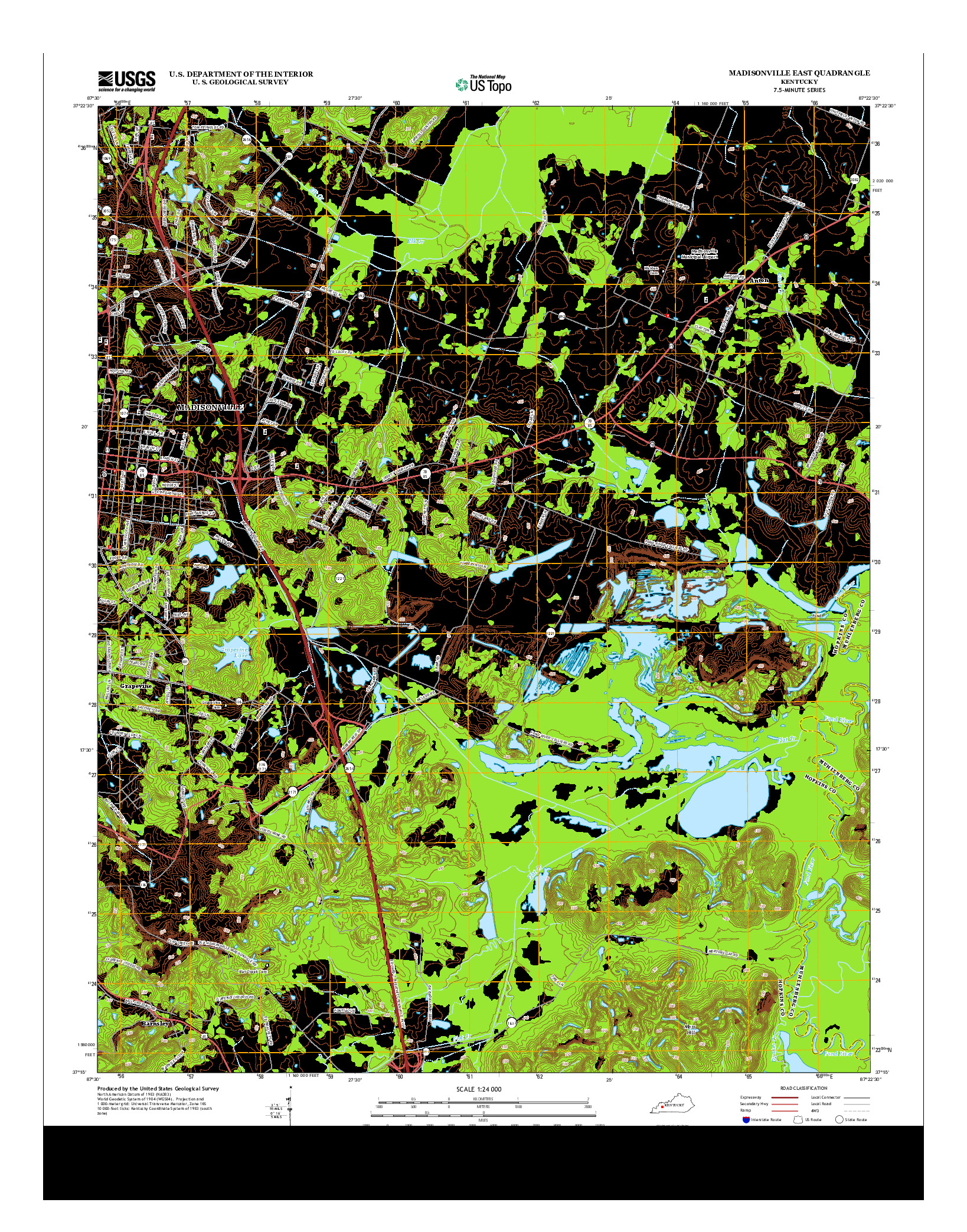 USGS US TOPO 7.5-MINUTE MAP FOR MADISONVILLE EAST, KY 2013