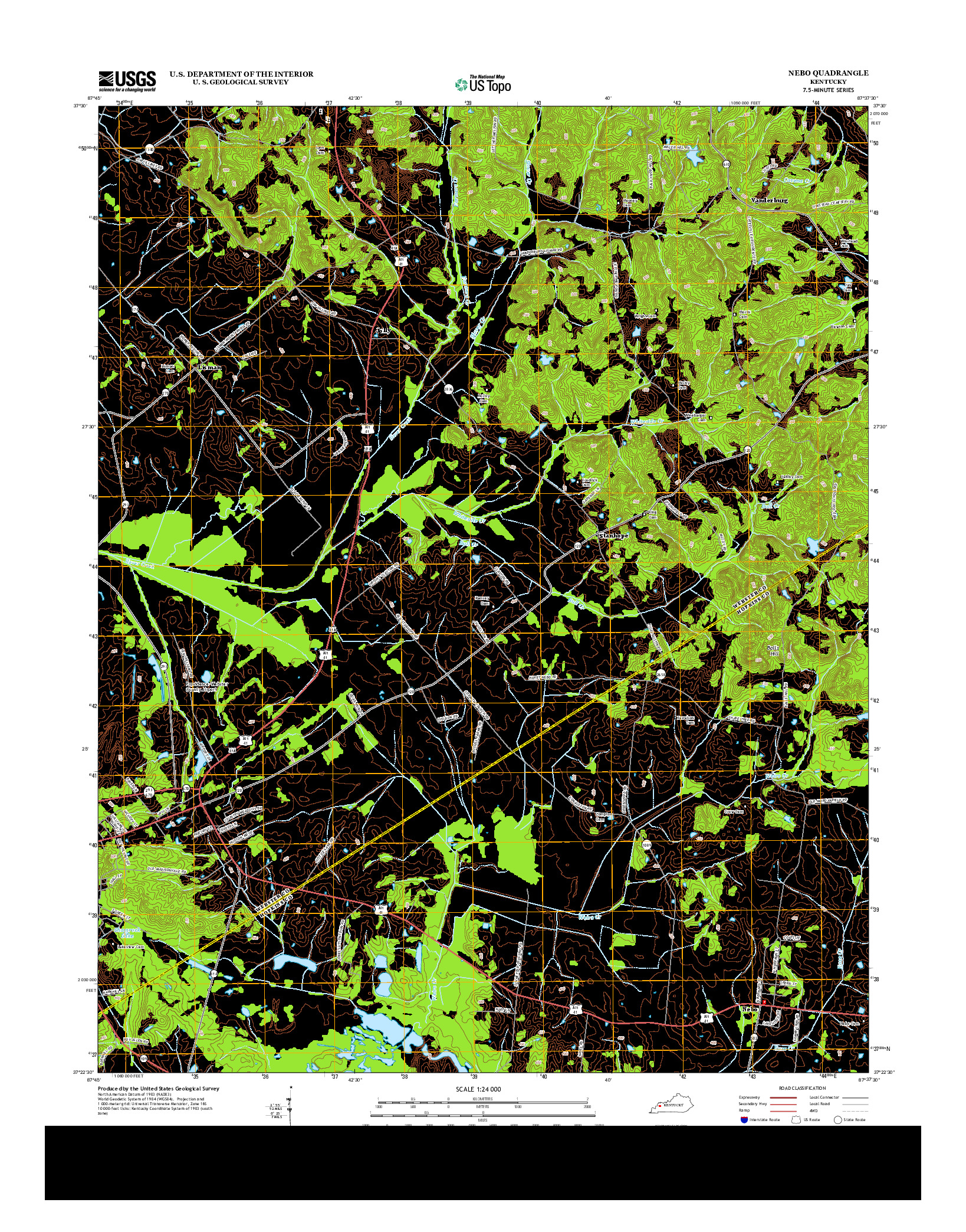 USGS US TOPO 7.5-MINUTE MAP FOR NEBO, KY 2013