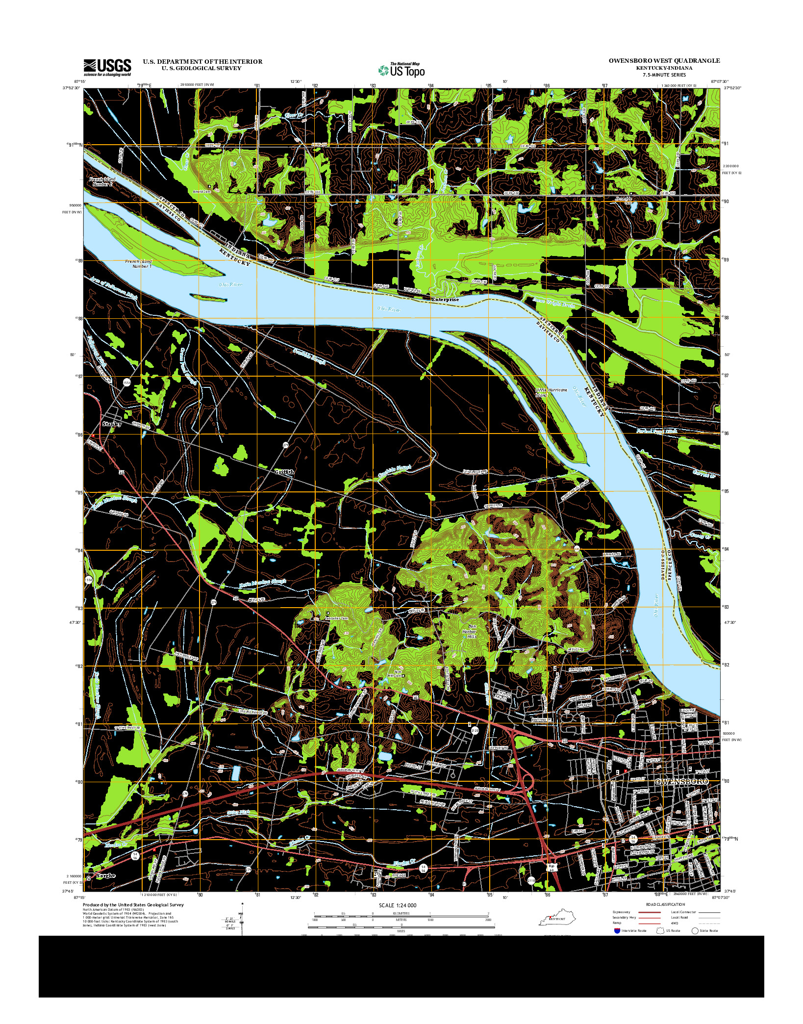 USGS US TOPO 7.5-MINUTE MAP FOR OWENSBORO WEST, KY-IN 2013