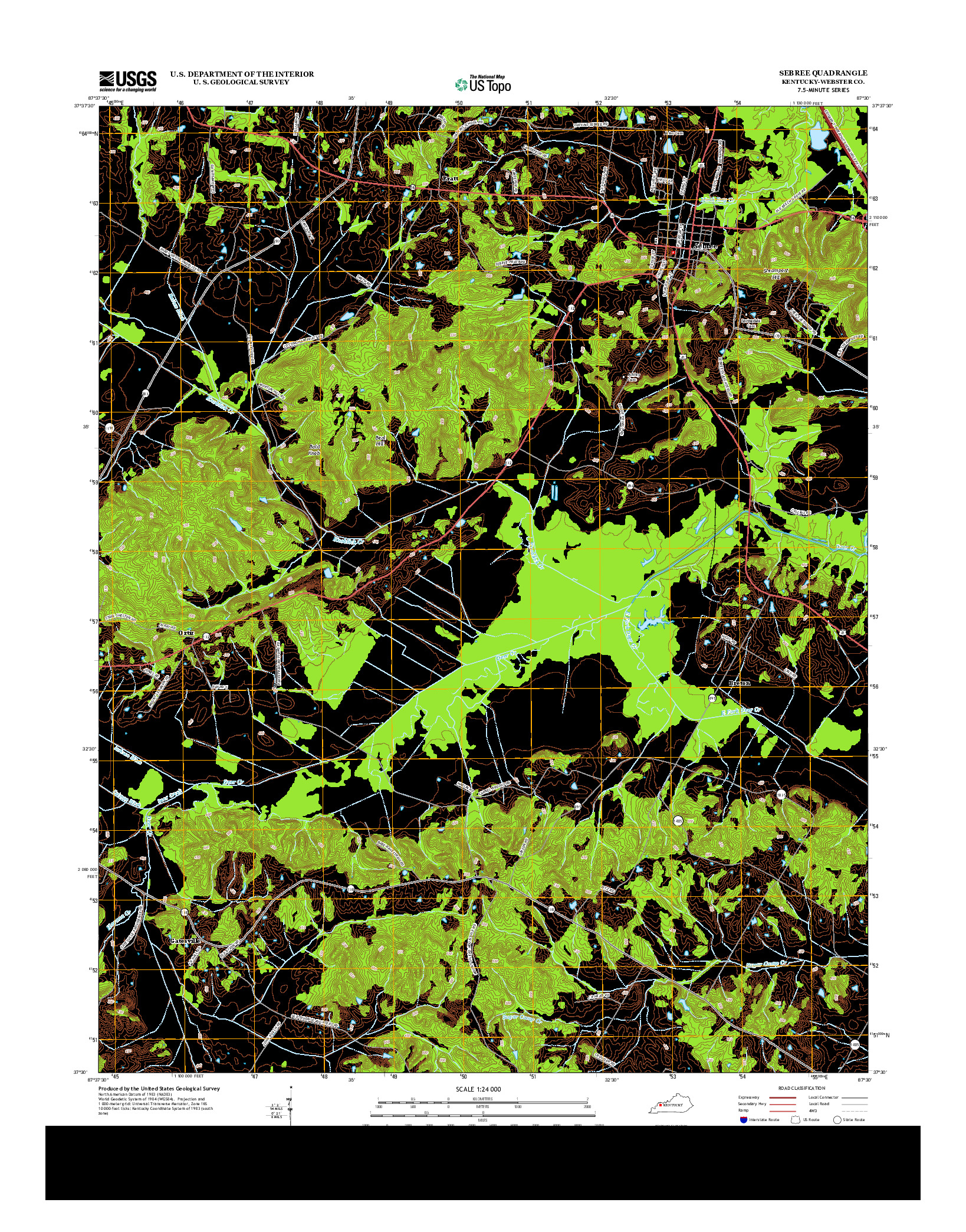 USGS US TOPO 7.5-MINUTE MAP FOR SEBREE, KY 2013