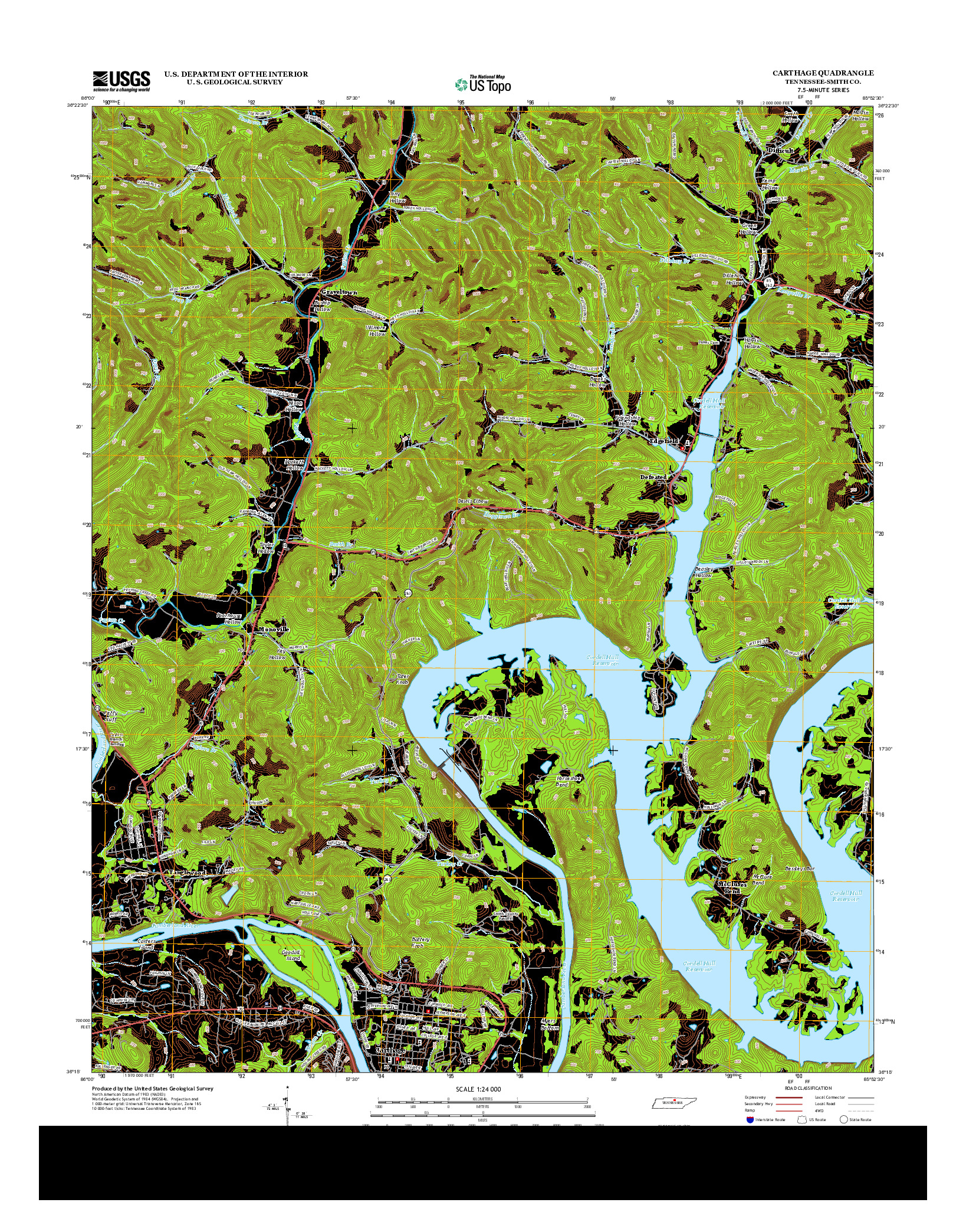 USGS US TOPO 7.5-MINUTE MAP FOR CARTHAGE, TN 2013